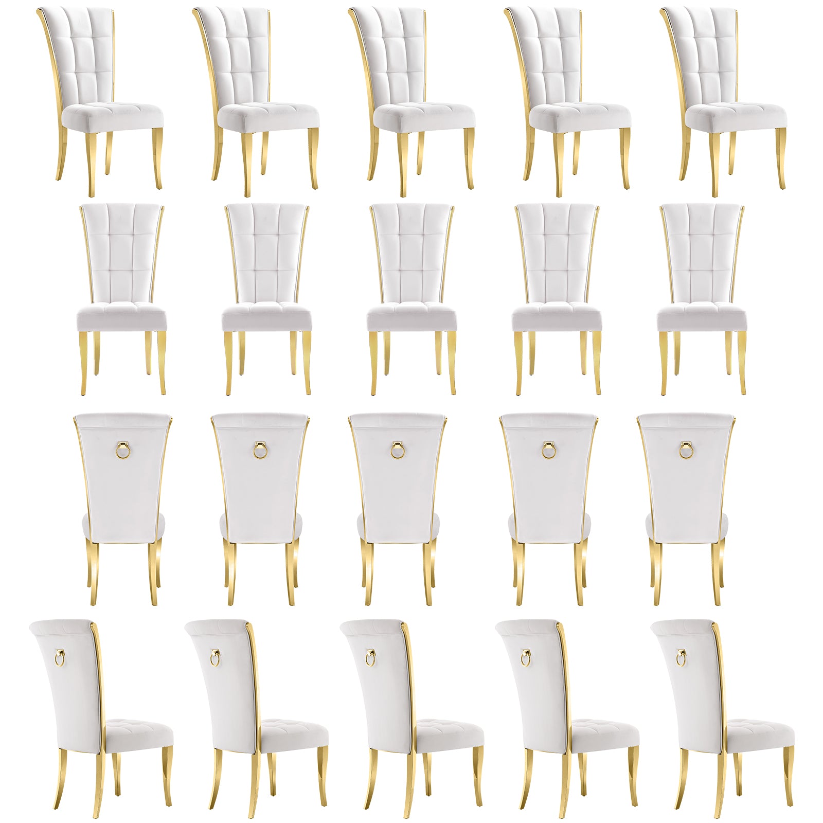 Wholesale White Gold Velvet Dining Chairs