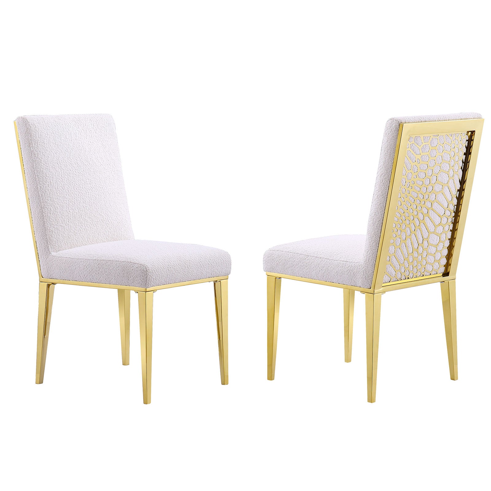 Boucle Dining Chairs |Metal pattern back|Metal legs| C107