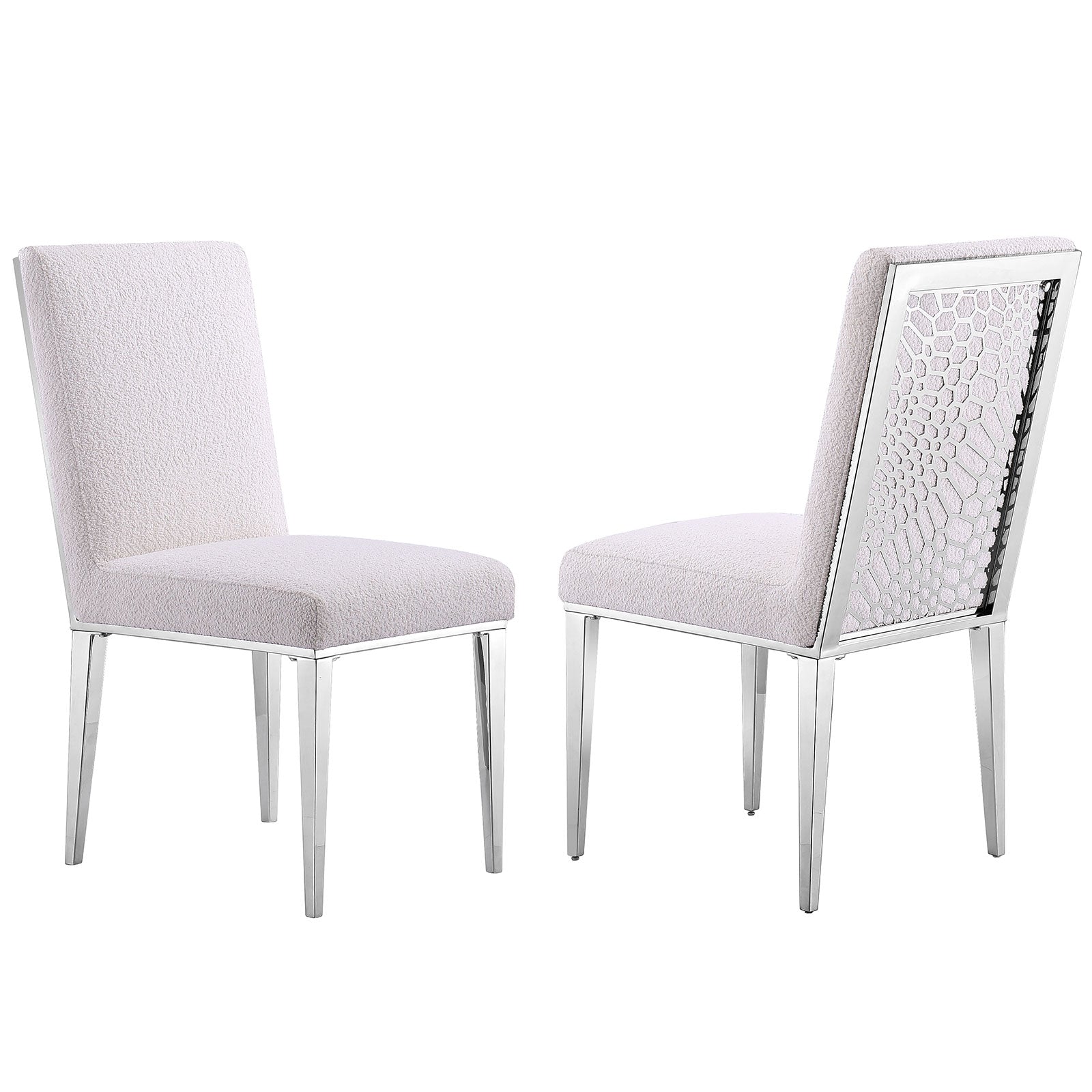 Boucle Dining Chairs |Metal pattern back|Metal legs| C108