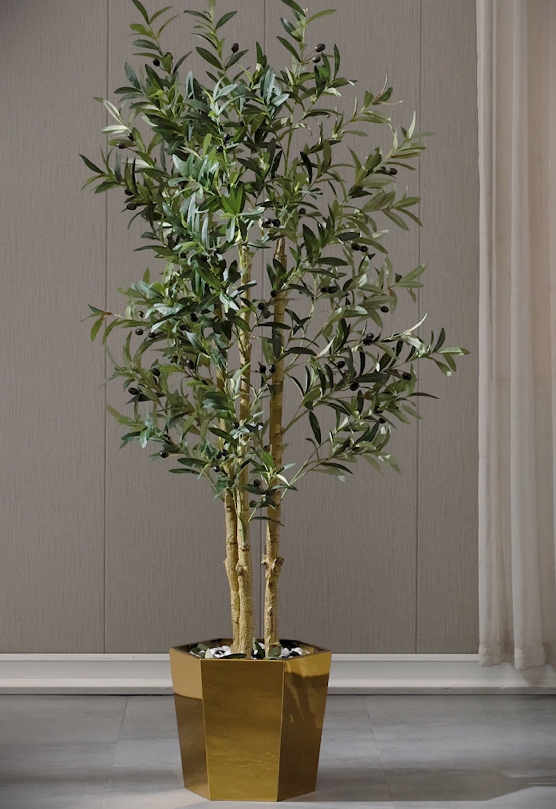 Artificial Olive Tree set of 2 | 5ft | Gold metal pot | A102