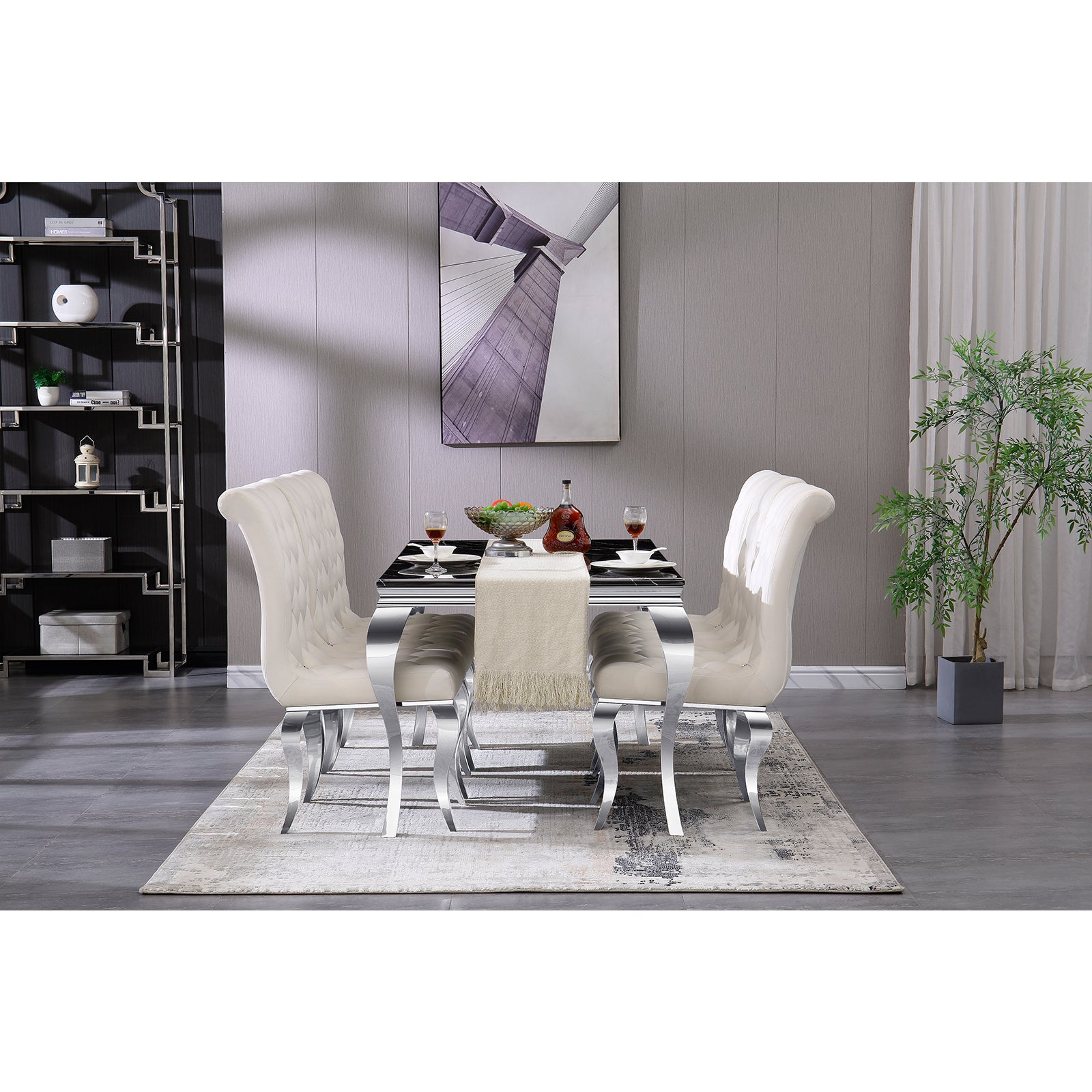 Wholesale White silver Velvet Dining Chairs