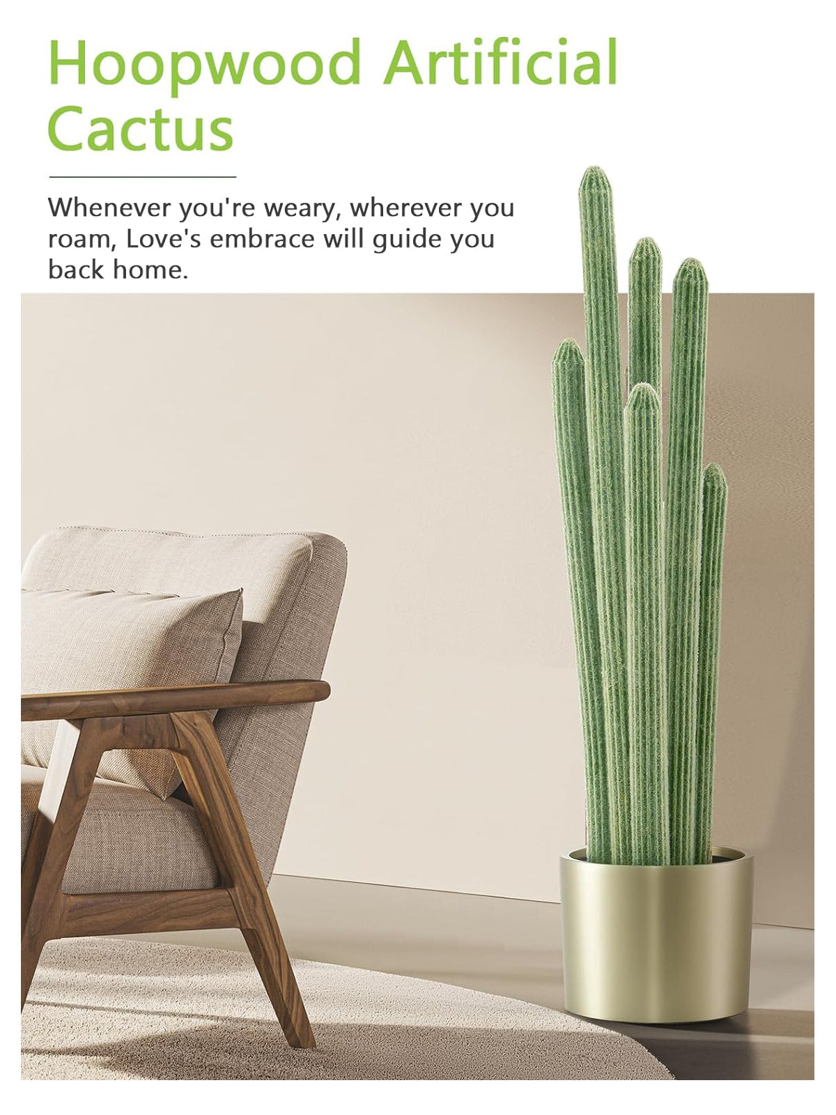 Artificial Cactus Plants | 47" Tall | Gold metal pot | A100