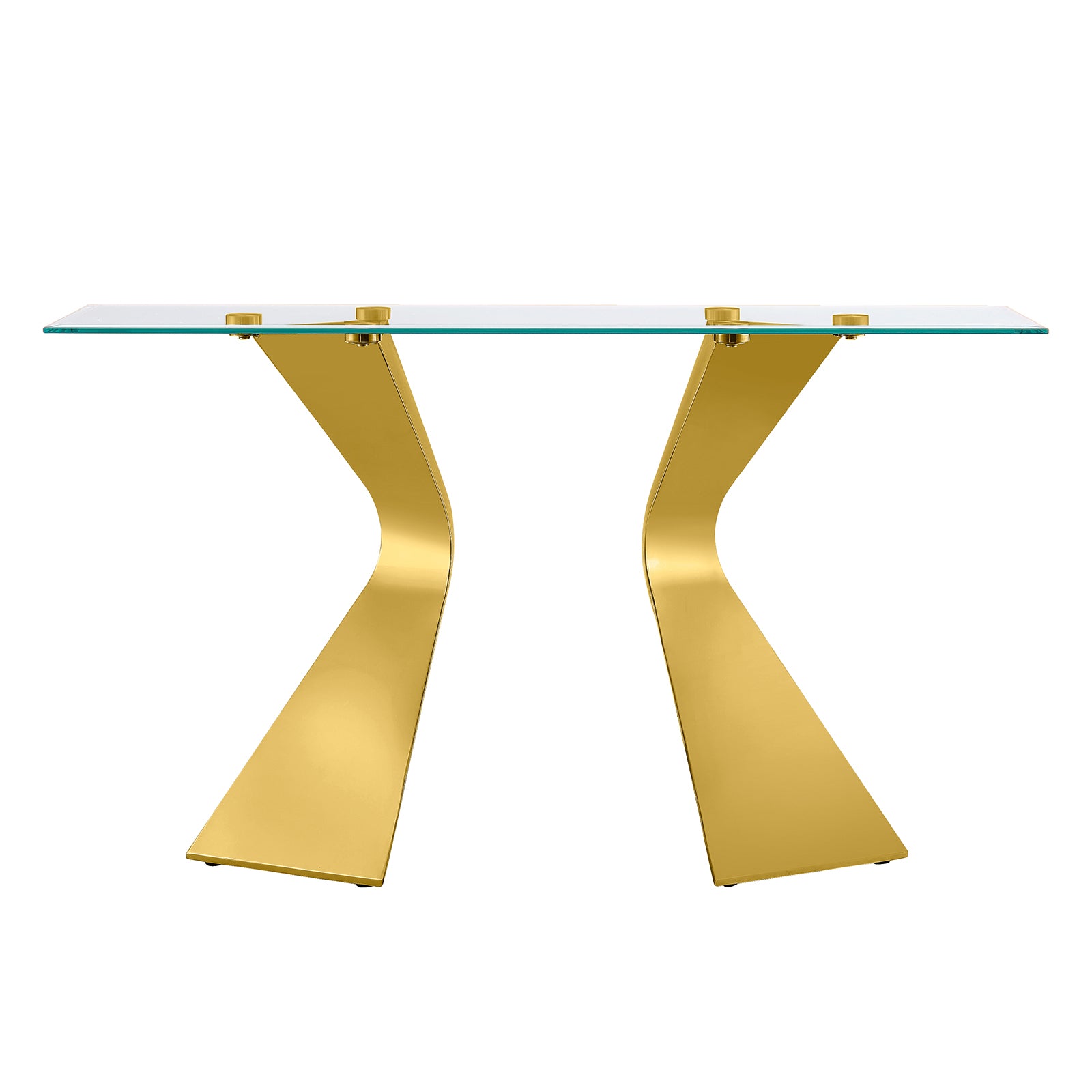 Glass Sofa Table with metal gold L-shaped legs | S518