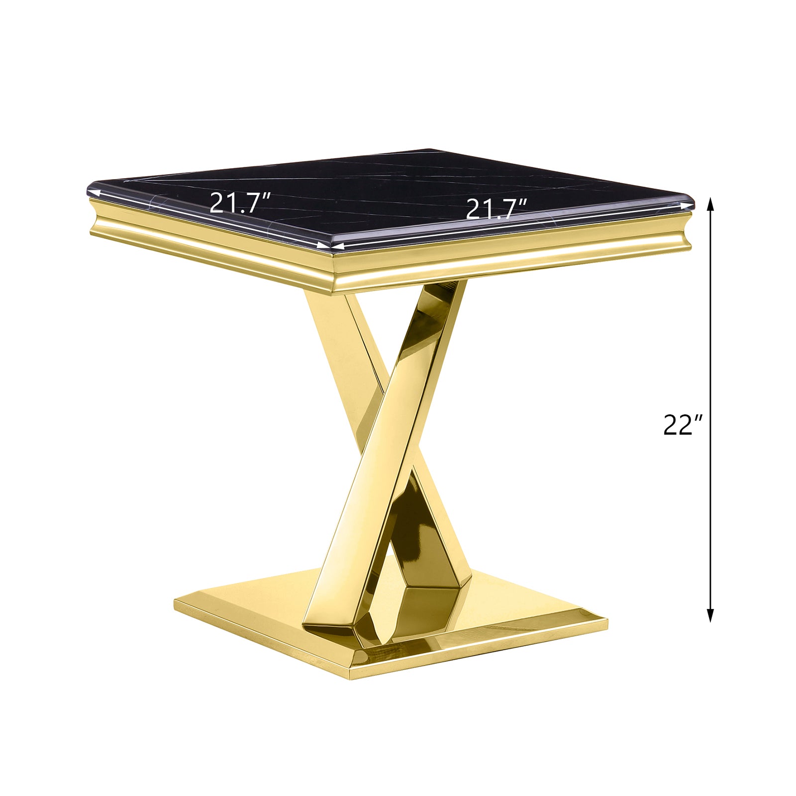 Black End Table with gold x base | E404