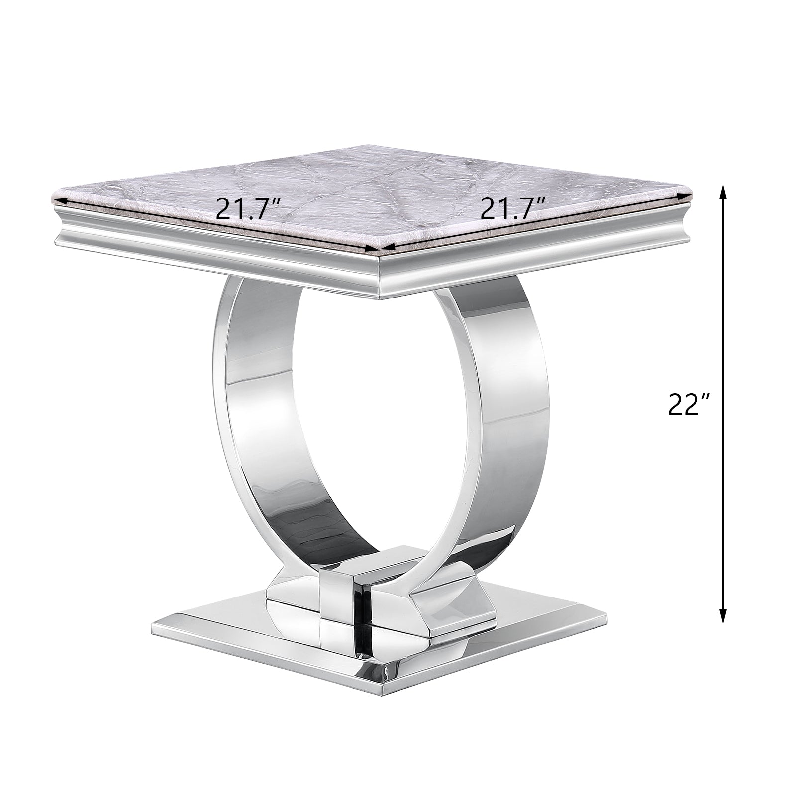 Silver End Table With Silver Metal U Base | E402