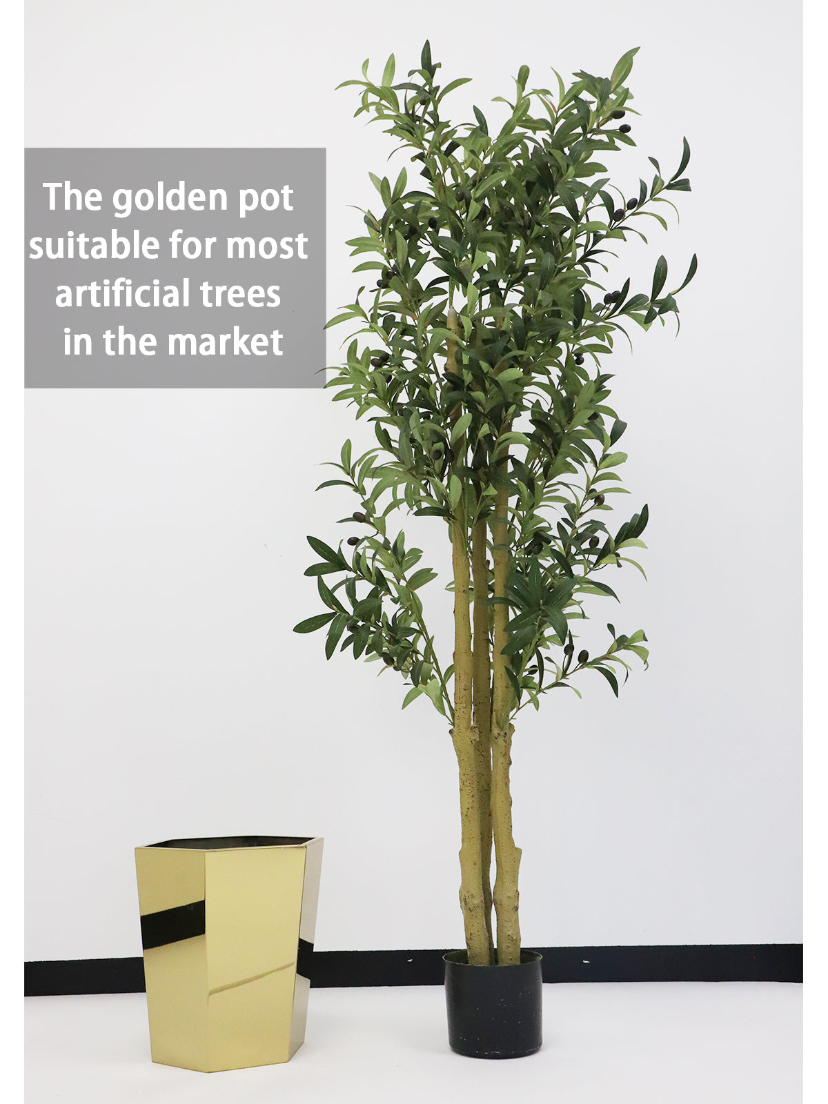 Artificial Olive Tree set of 2 | 5ft | Gold metal pot | A102