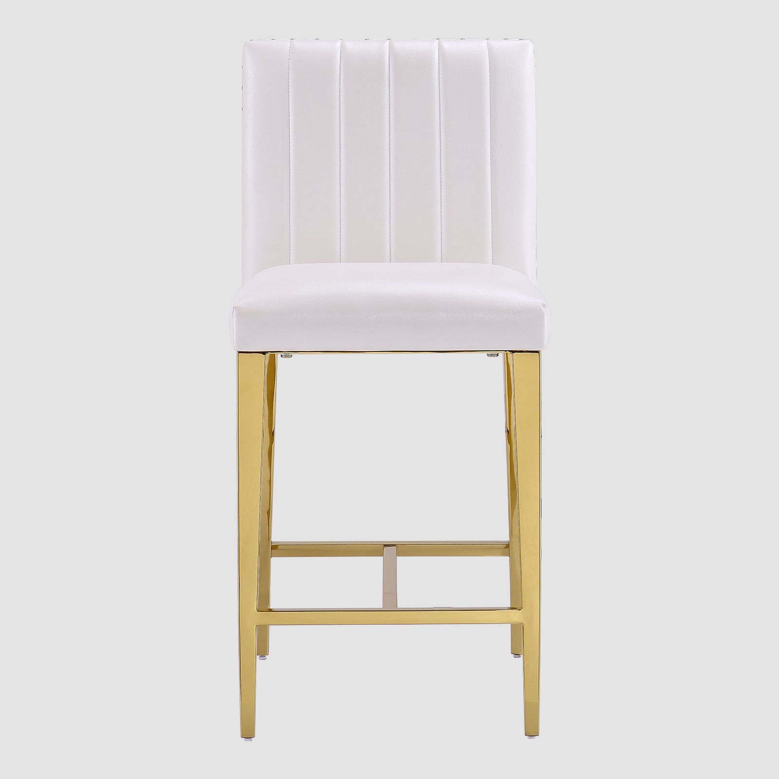 Counter Height Bar Stools | White Faux Leather | 24.8-Inch Height