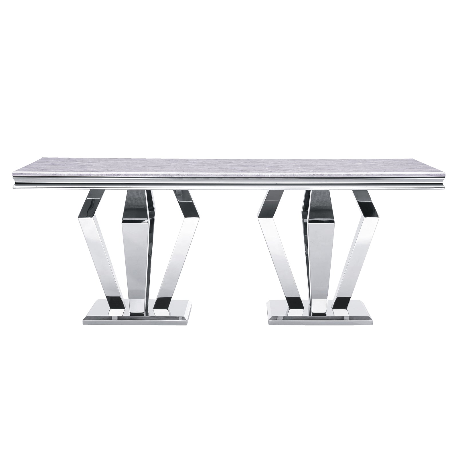 Dining table for 8 people | 78" Gray Top | Metal Four geometric legs | T210