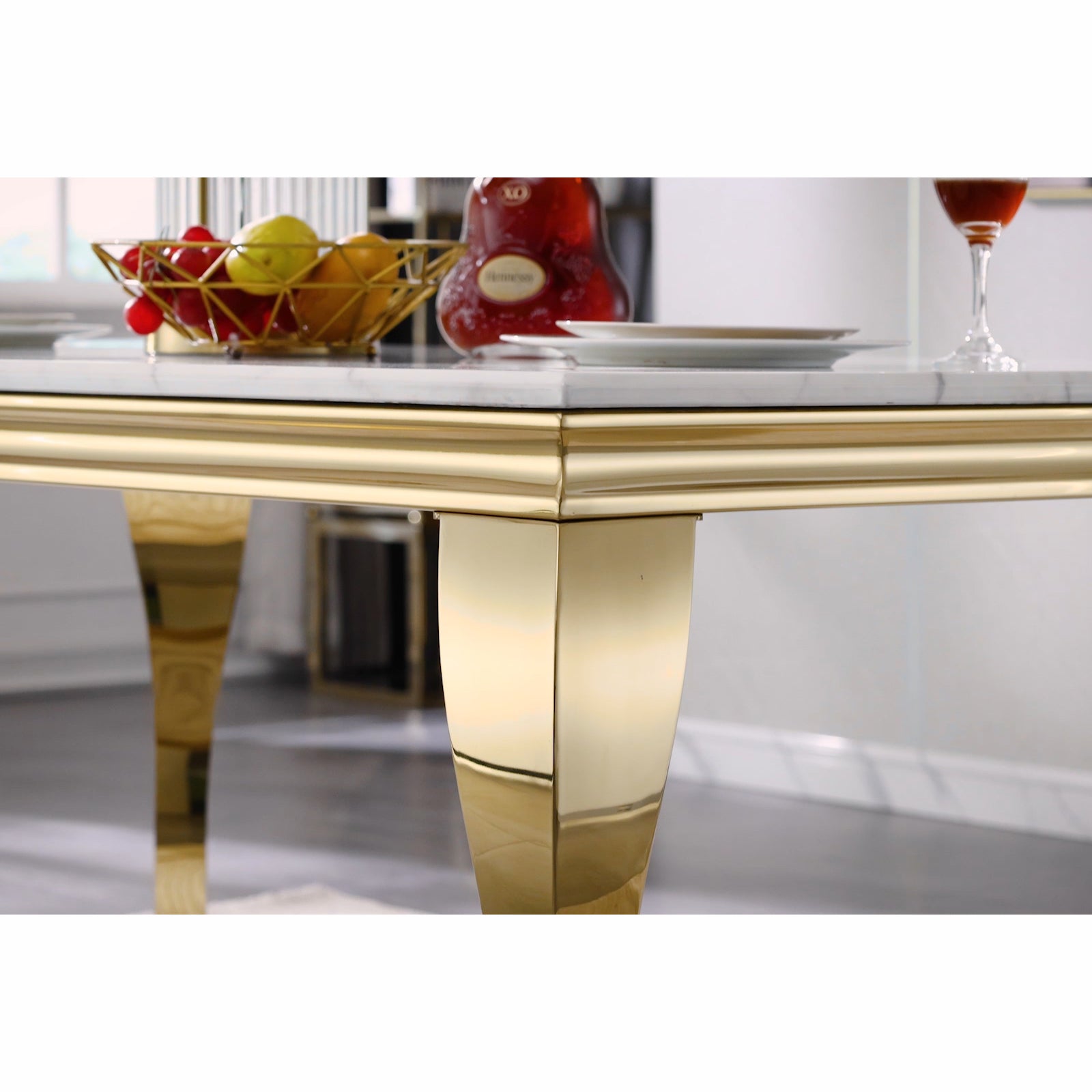 698 Set | AUZ White and gold Dining room Sets for 6