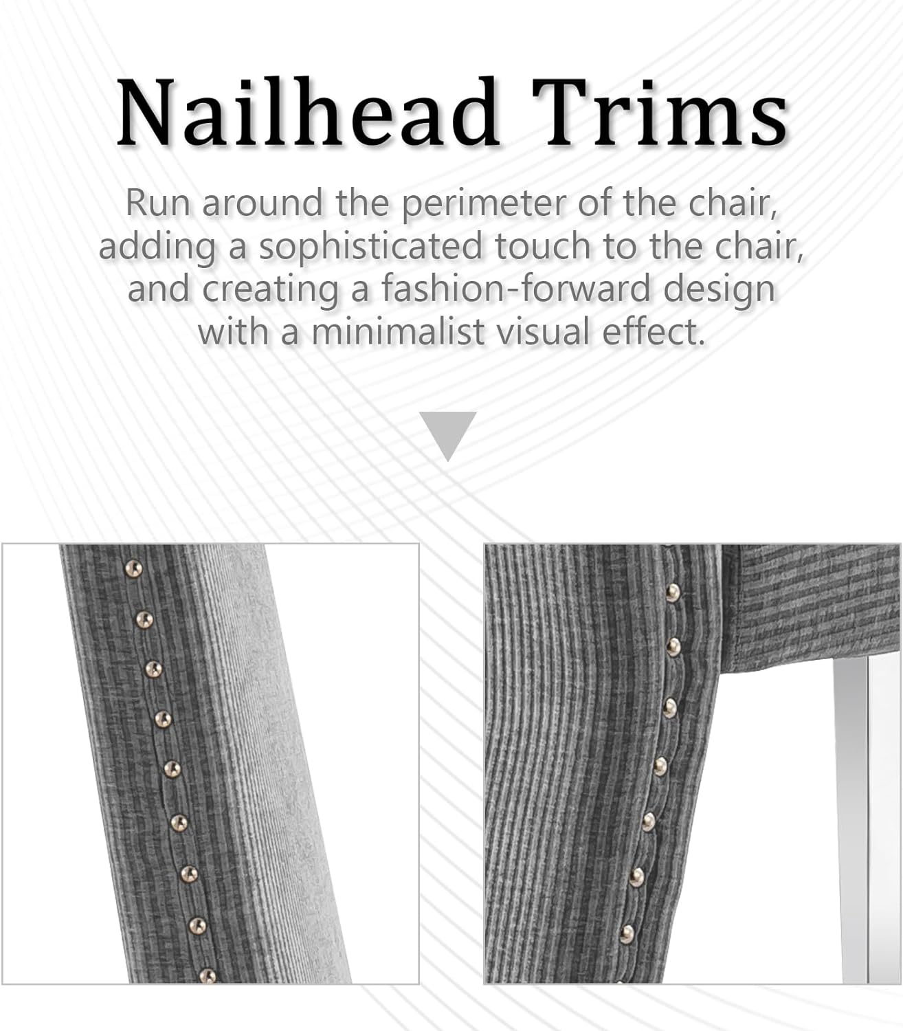 Gray  Dining Chairs | Nailhead Trims Dining room Chairs| Stainless steel Legs|stripe Chairs C176