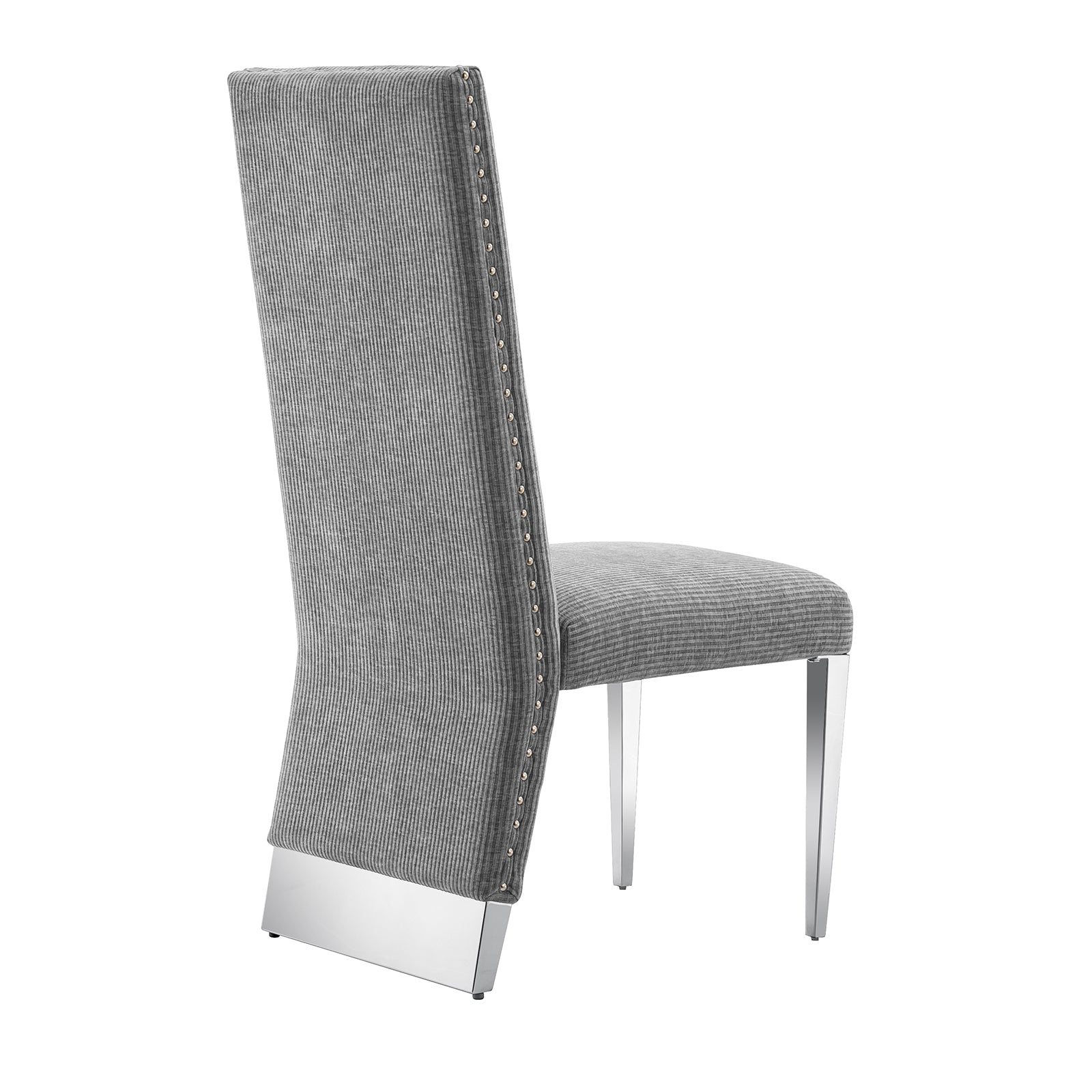 Gray  Dining Chairs | Nailhead Trims Dining room Chairs| Stainless steel Legs|stripe Chairs C176