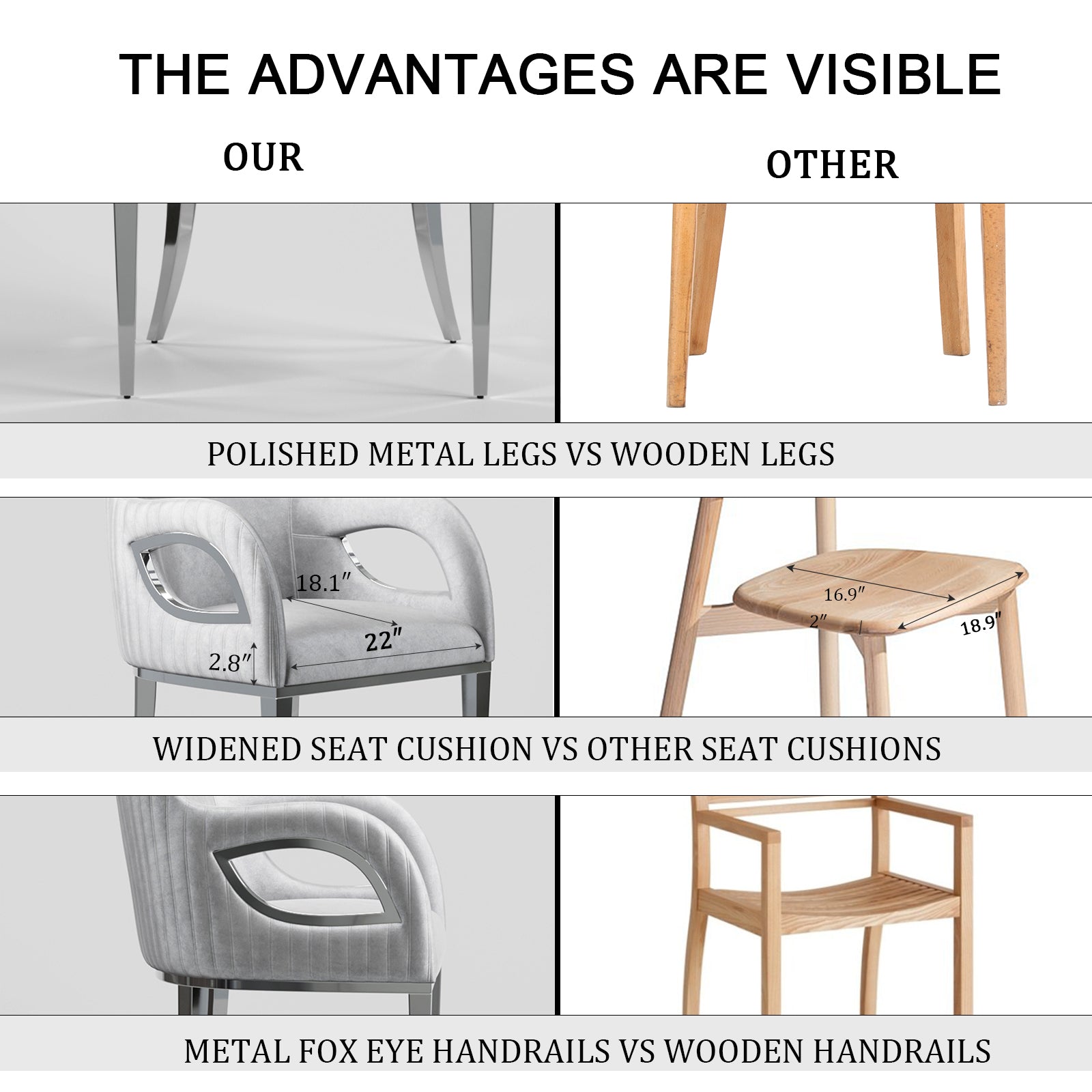 Silver Velvet Chairs | Fox-Eye Armrest | Metal legs | C100