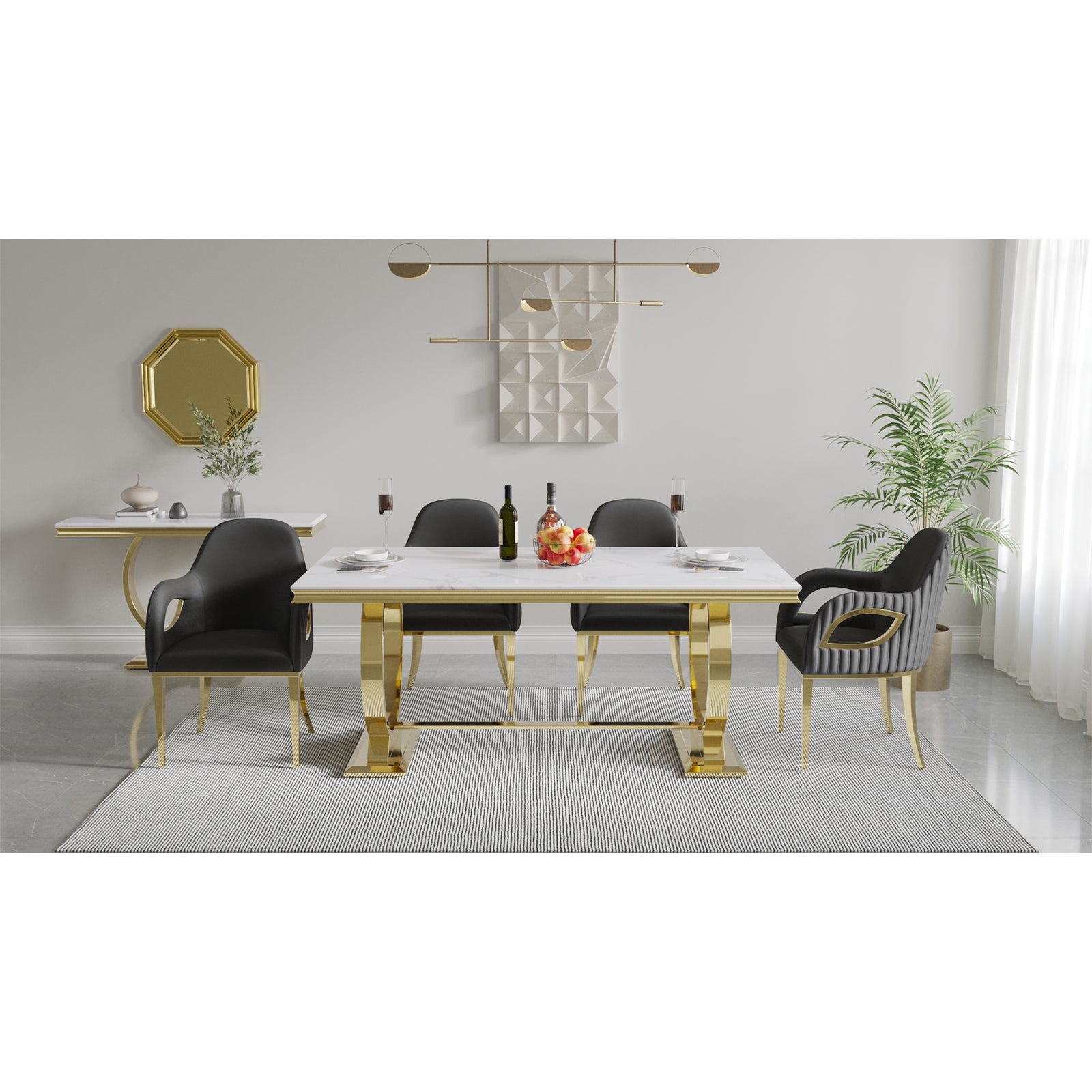 608-Set | AUZ Black and Gold Dining room Sets for 6