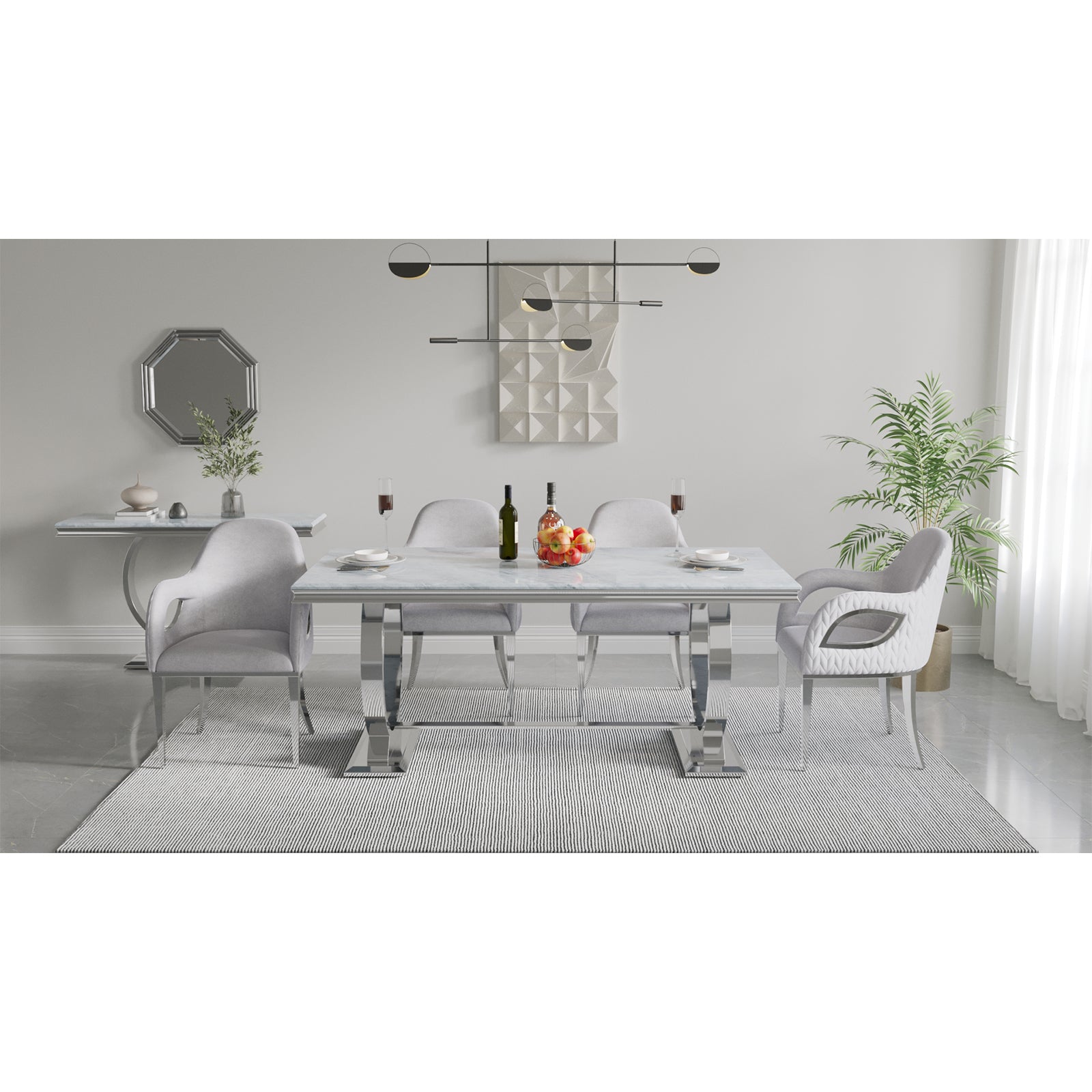 624-Set | AUZ Silver and Gray Dining room Sets for 6