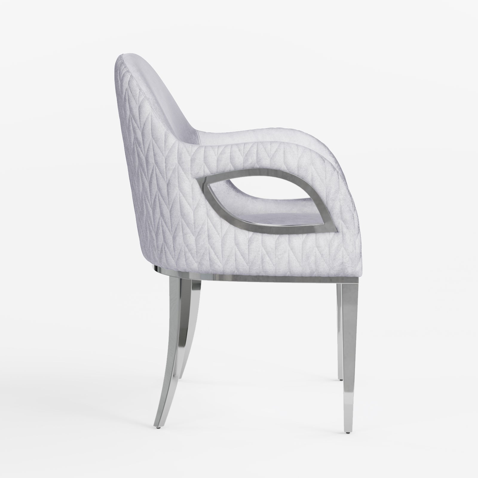 Wholesale Silver Velvet Chairs with Fox-Eye Armrest