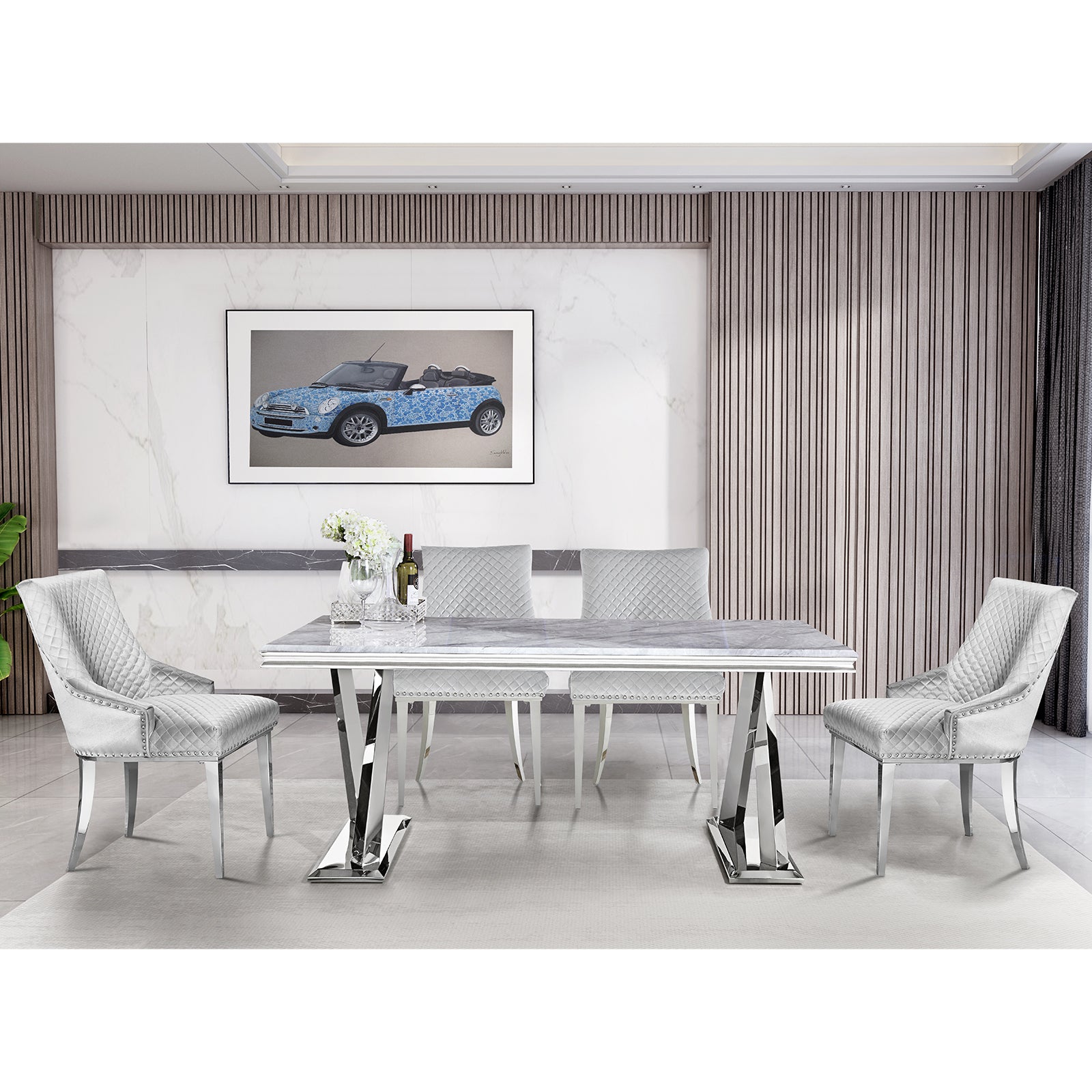 671-Set | AUZ Silver and Gray  Dining room Sets for 6