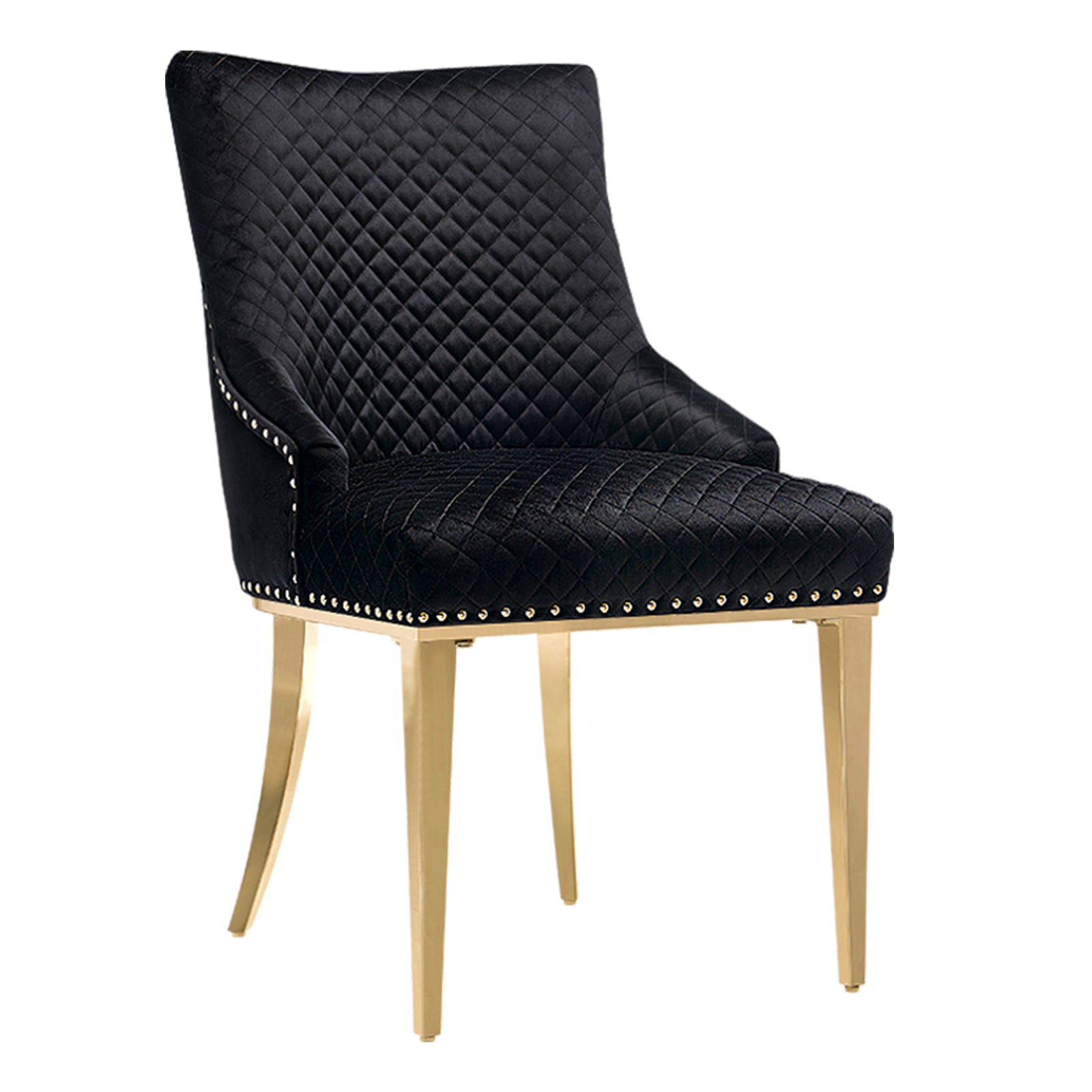 Black Velvet Chairs | Nailhead Trim | Metal legs | C104