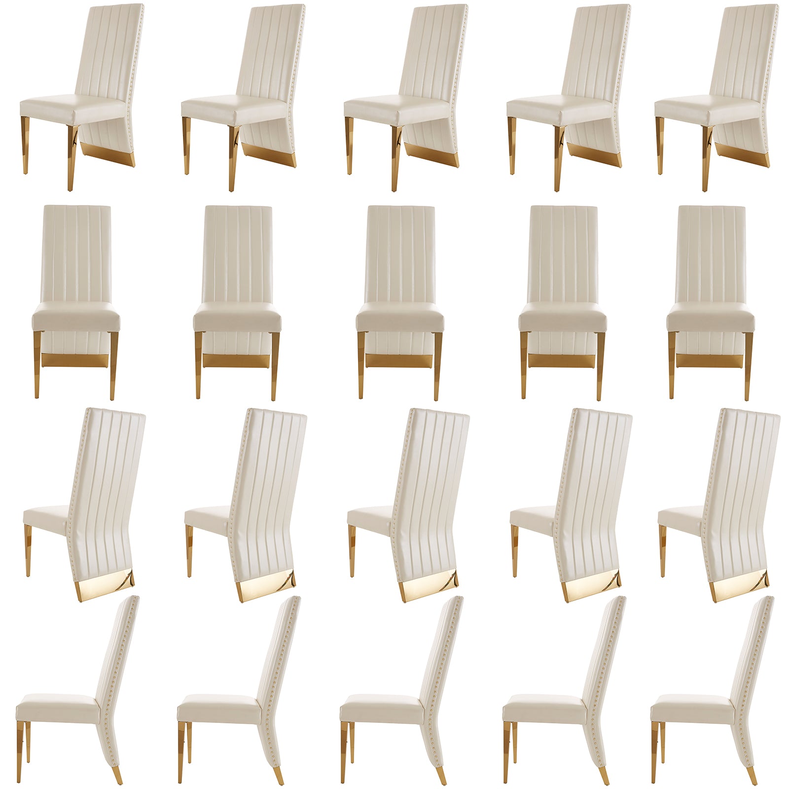 Wholesale White leather Dining Chair with Nailhead Trim