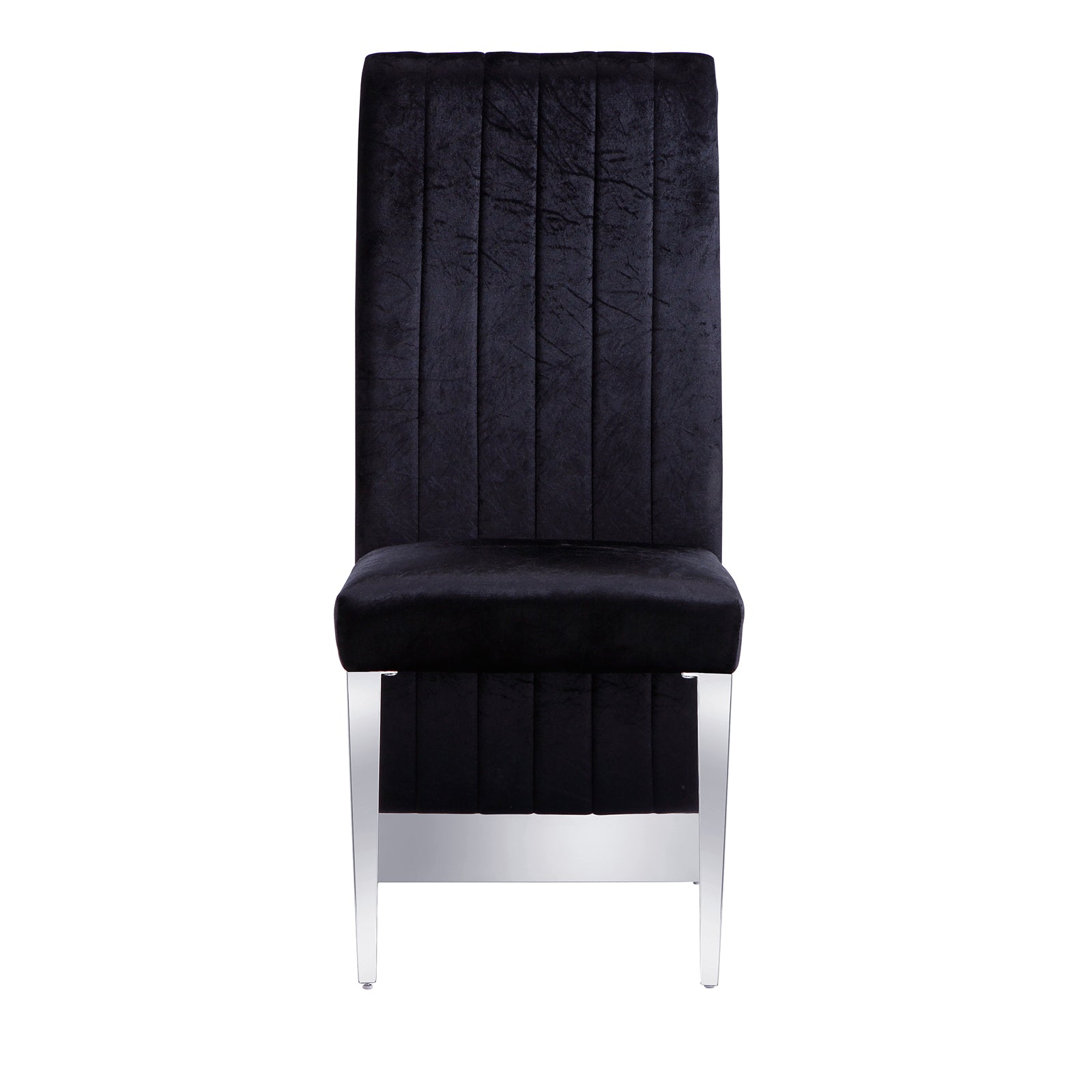 Black Velvet Dining Chairs | Nailhead Trim | Silver Metal legs | C155