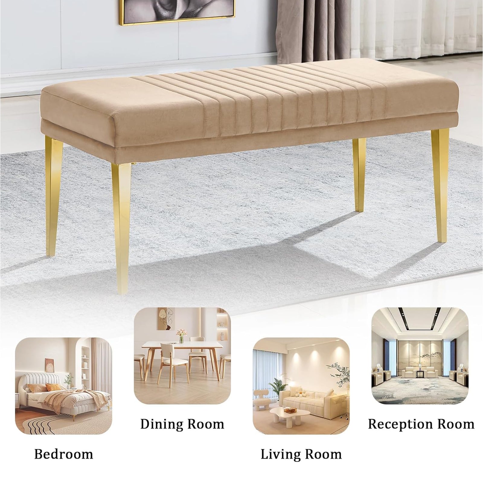Lovely Color Bench with Gold Stainless Steel Legs | B103