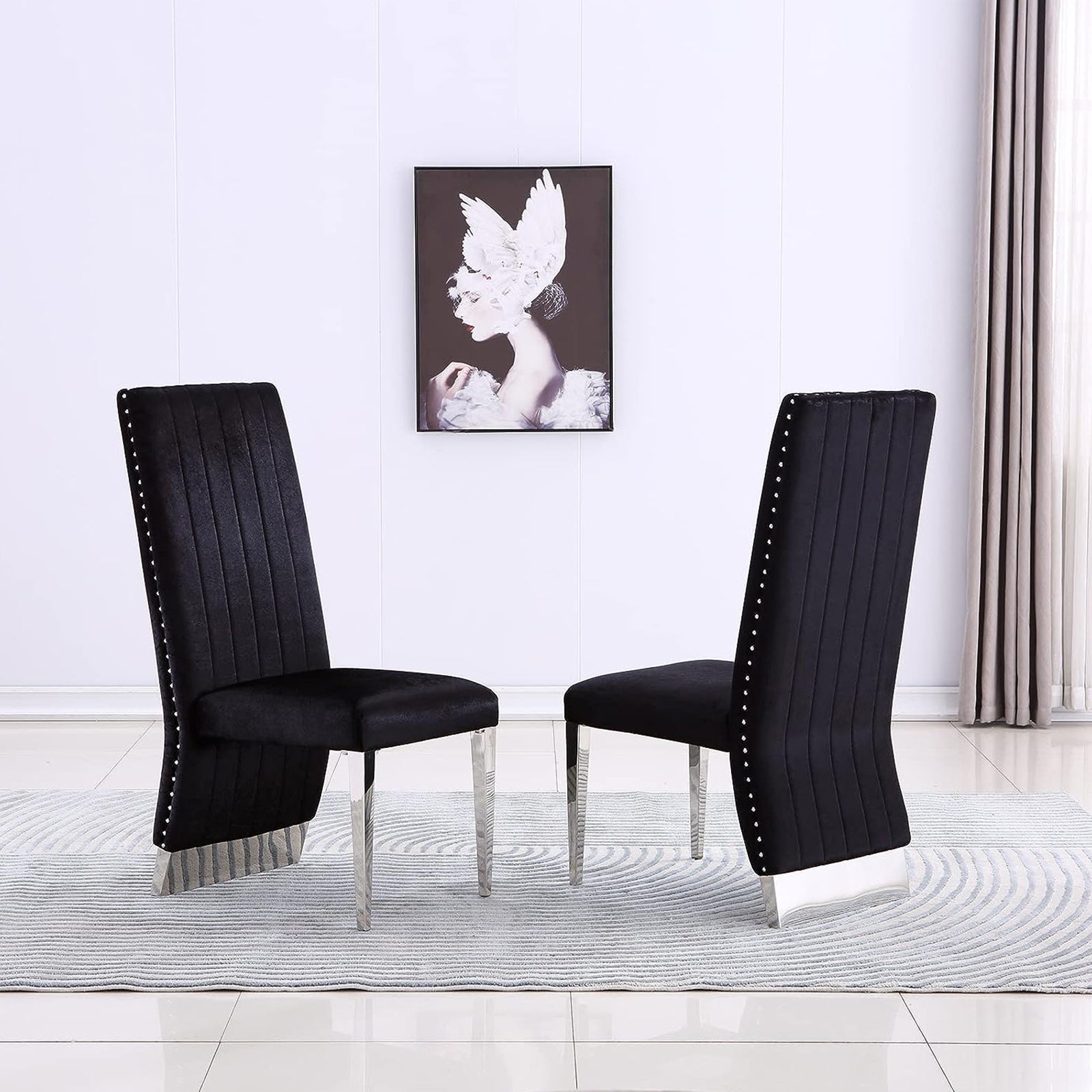 Wholesale Black Velvet Dining Chair with Nailhead Trim