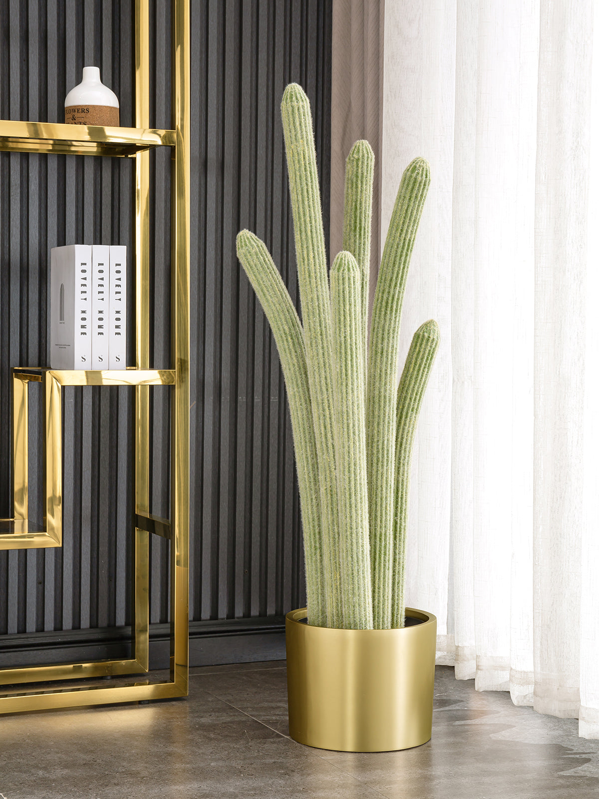 Artificial Cactus Plants | 47" Tall | Gold metal pot | A100