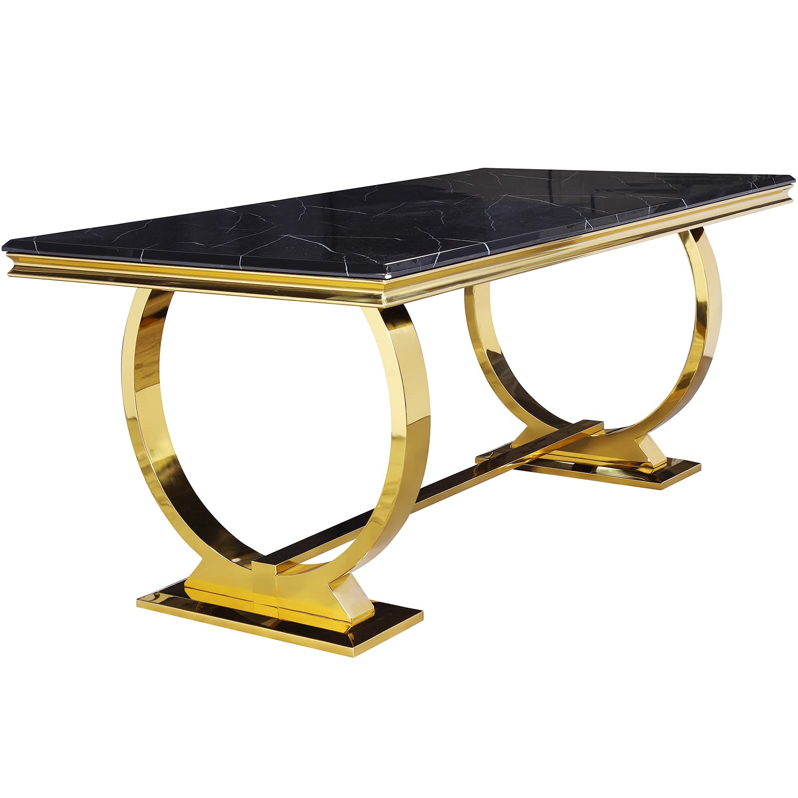 Black DIning table | 72" Rectangle Top | Gold Metal U Base| T207