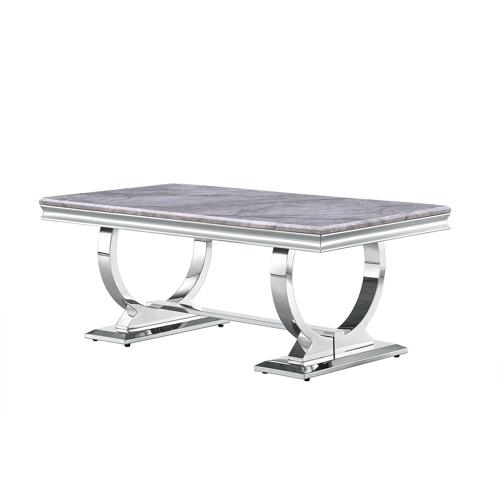 Silver Coffee Table with Metal U-Base | F307