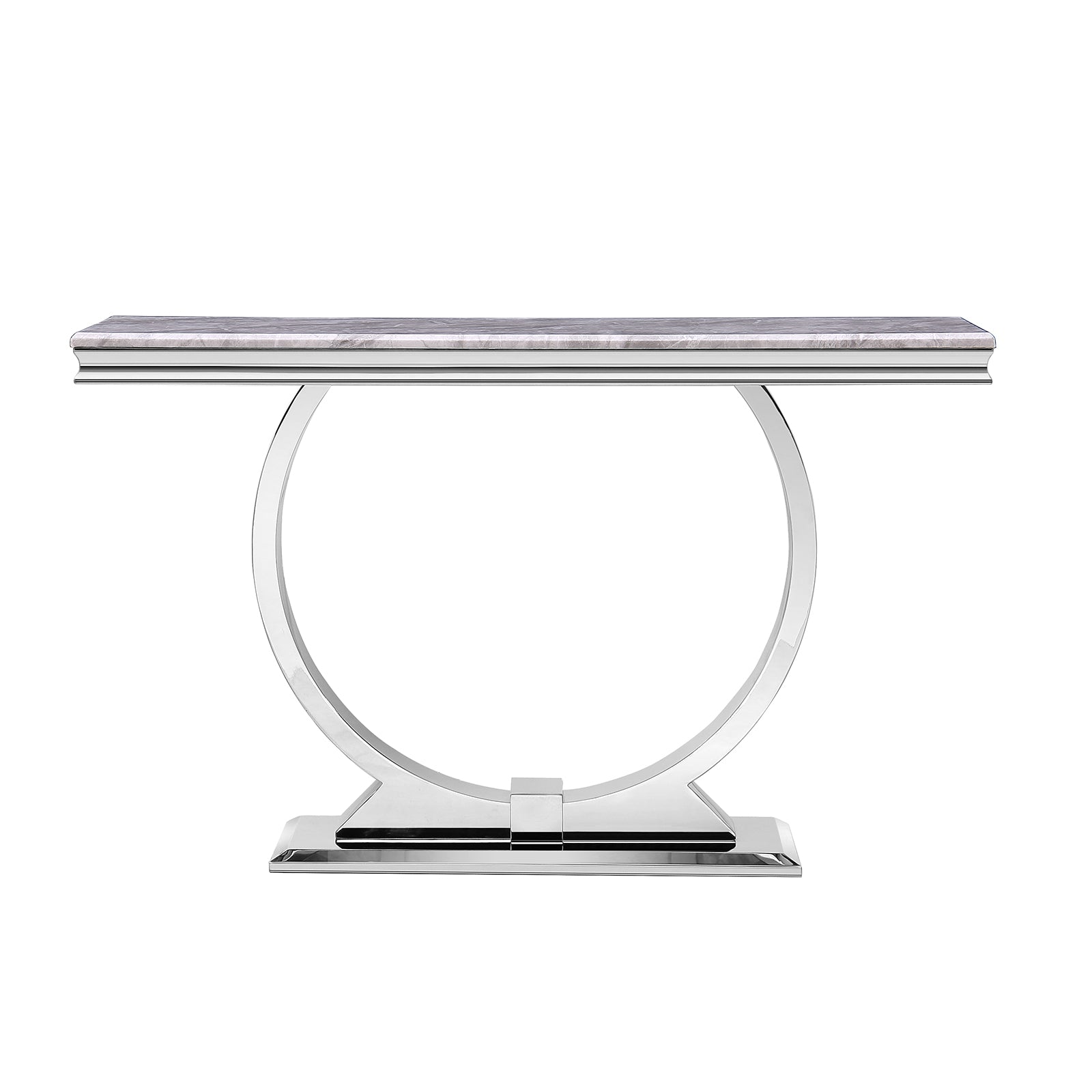 Silver sofa table with metal base | S502