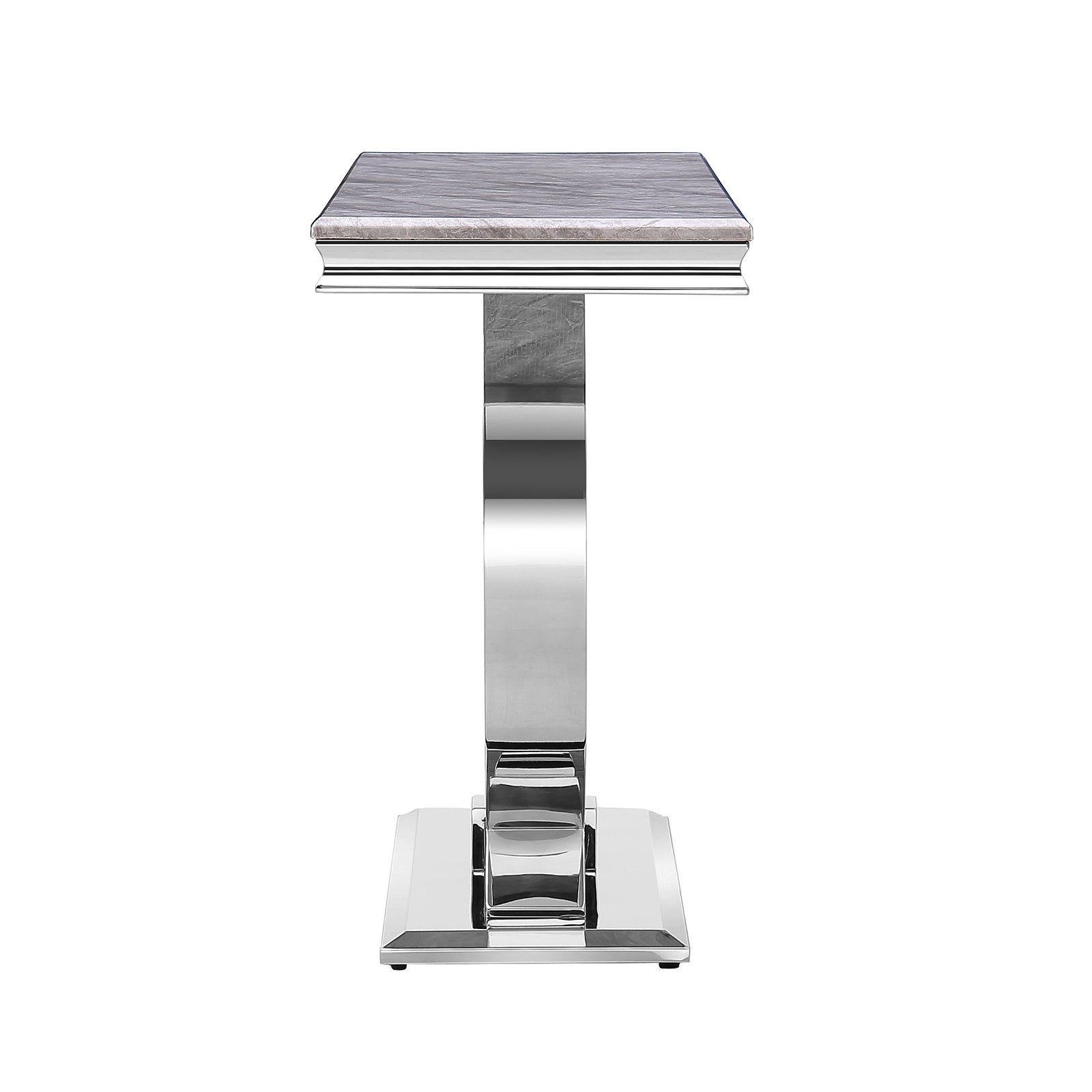 Silver sofa table with metal base | S502