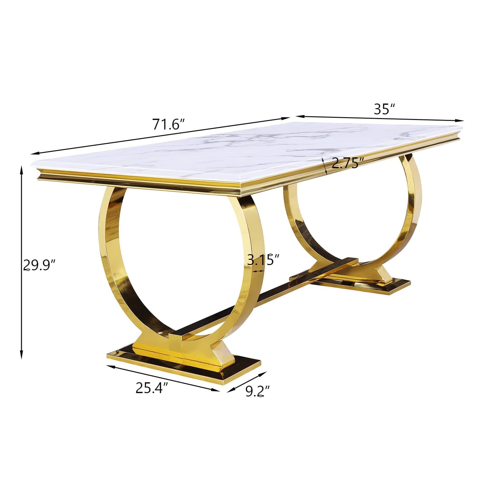 668-Set | AUZ White and gold Dining room Sets for 6