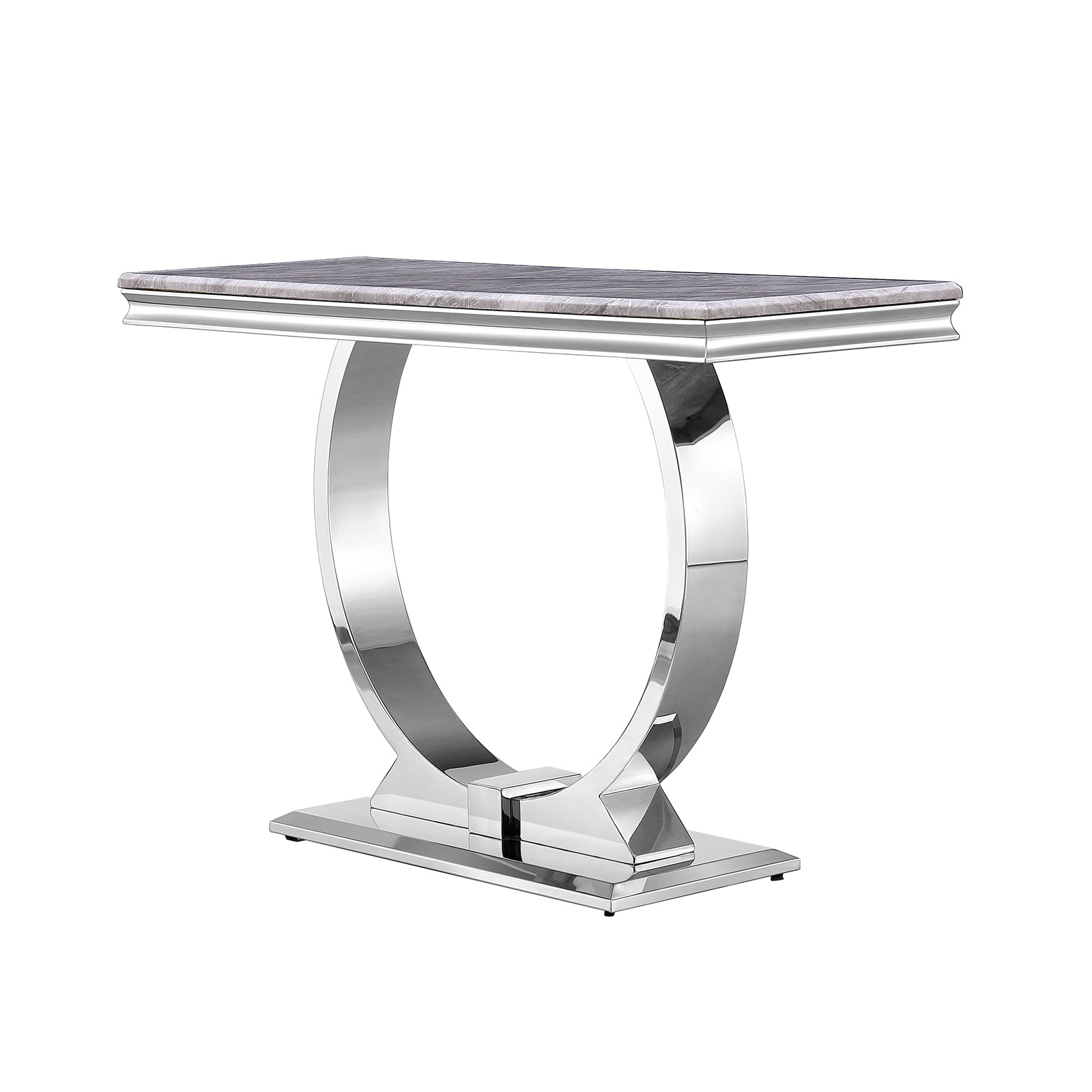 Silver sofa table with metal base | S502