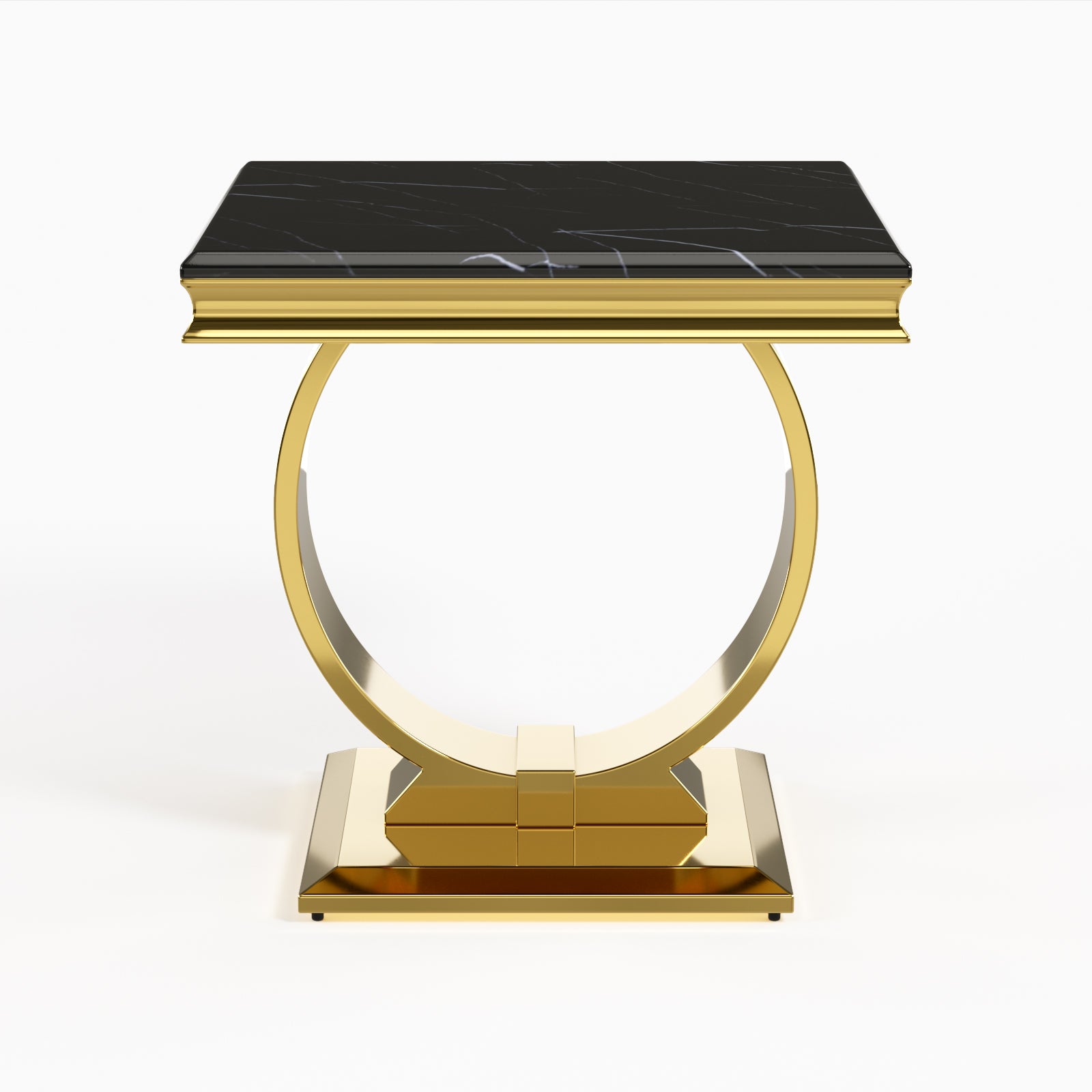 Black End Table With Gold Metal U Base | E400