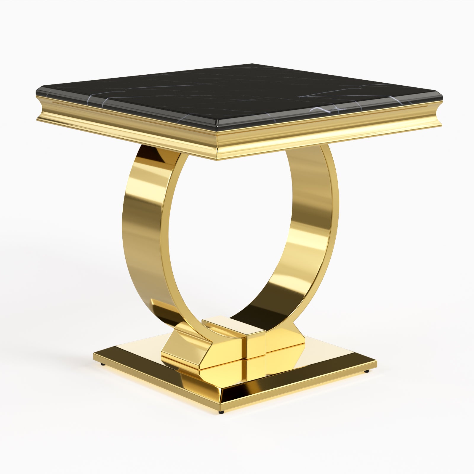 Black End Table With Gold Metal U Base | E400