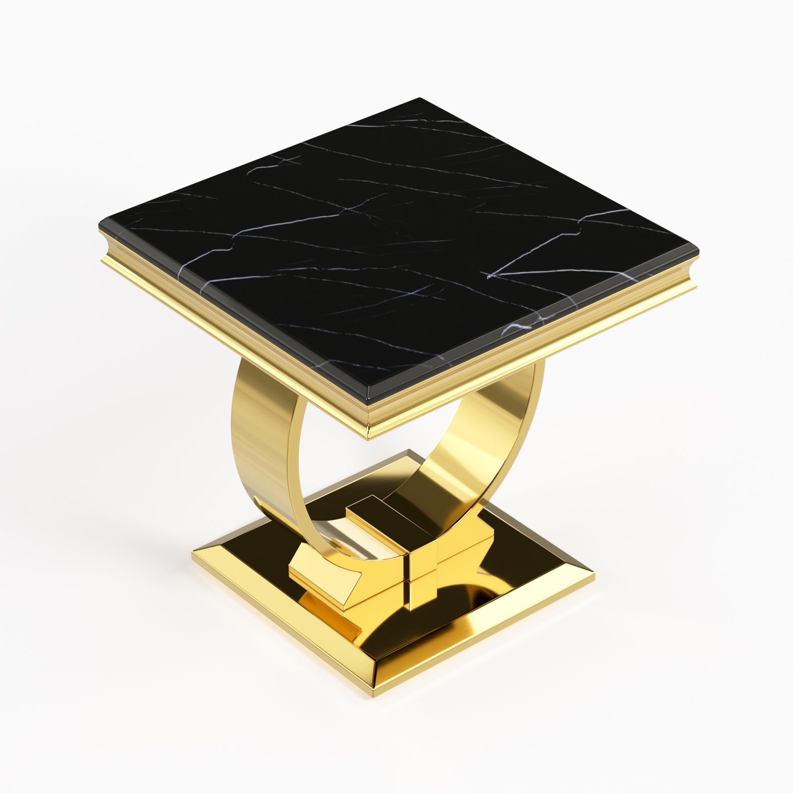 Black End Table With Gold Metal U Base | E400