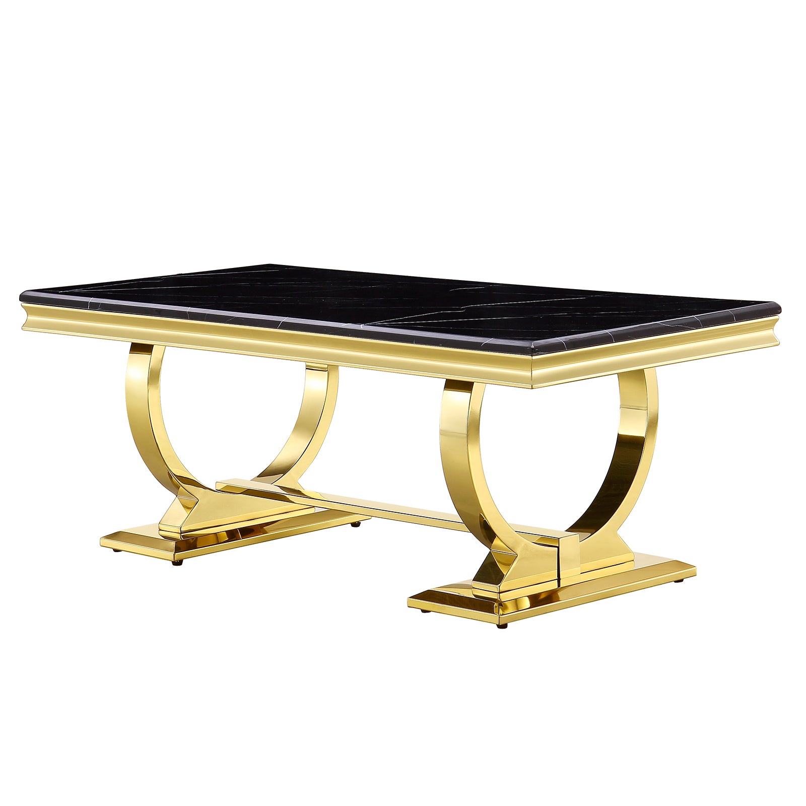 Gold Coffee Table with Metal U-Base  | F305