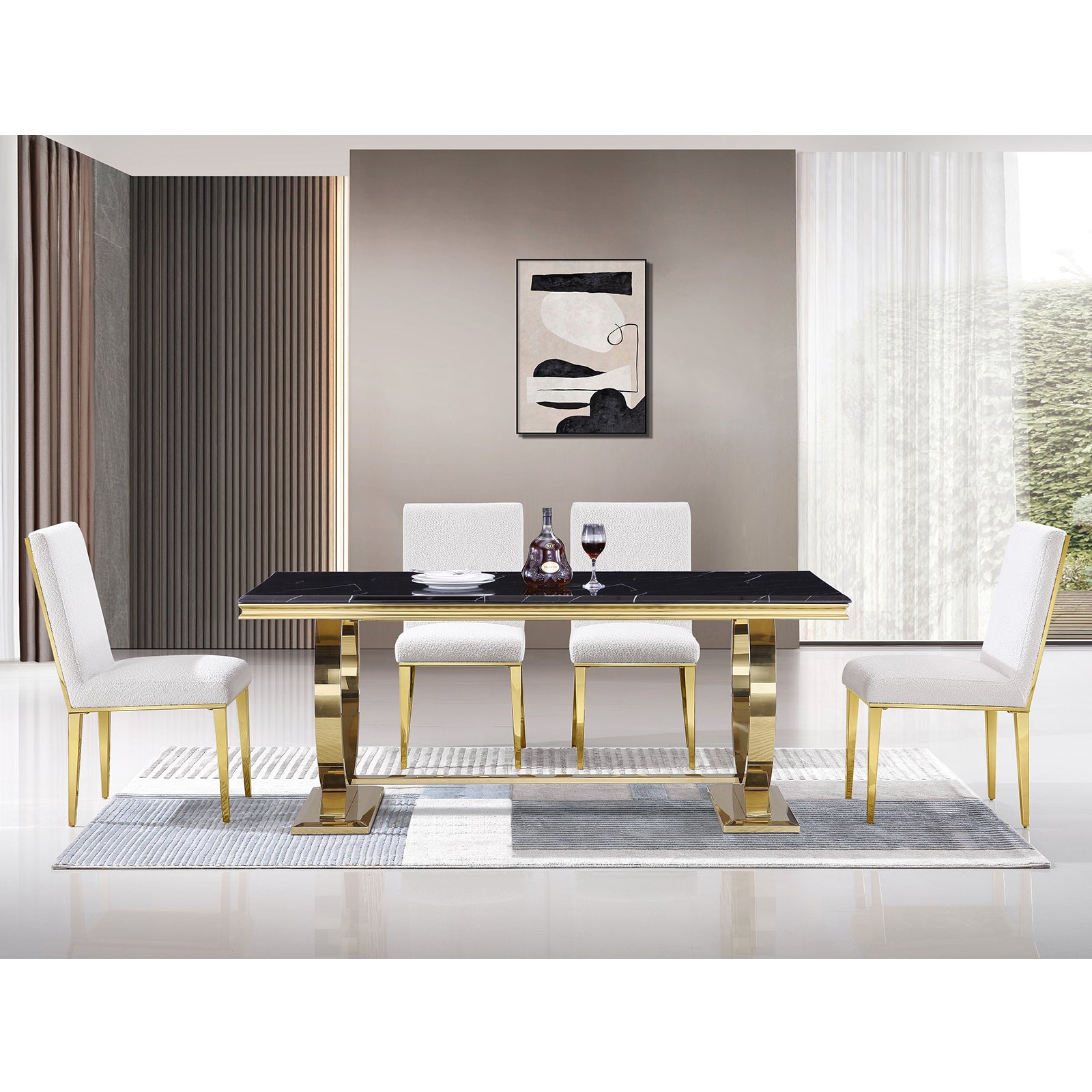 648-Set | AUZ Black and Gold Dining room Sets for 6