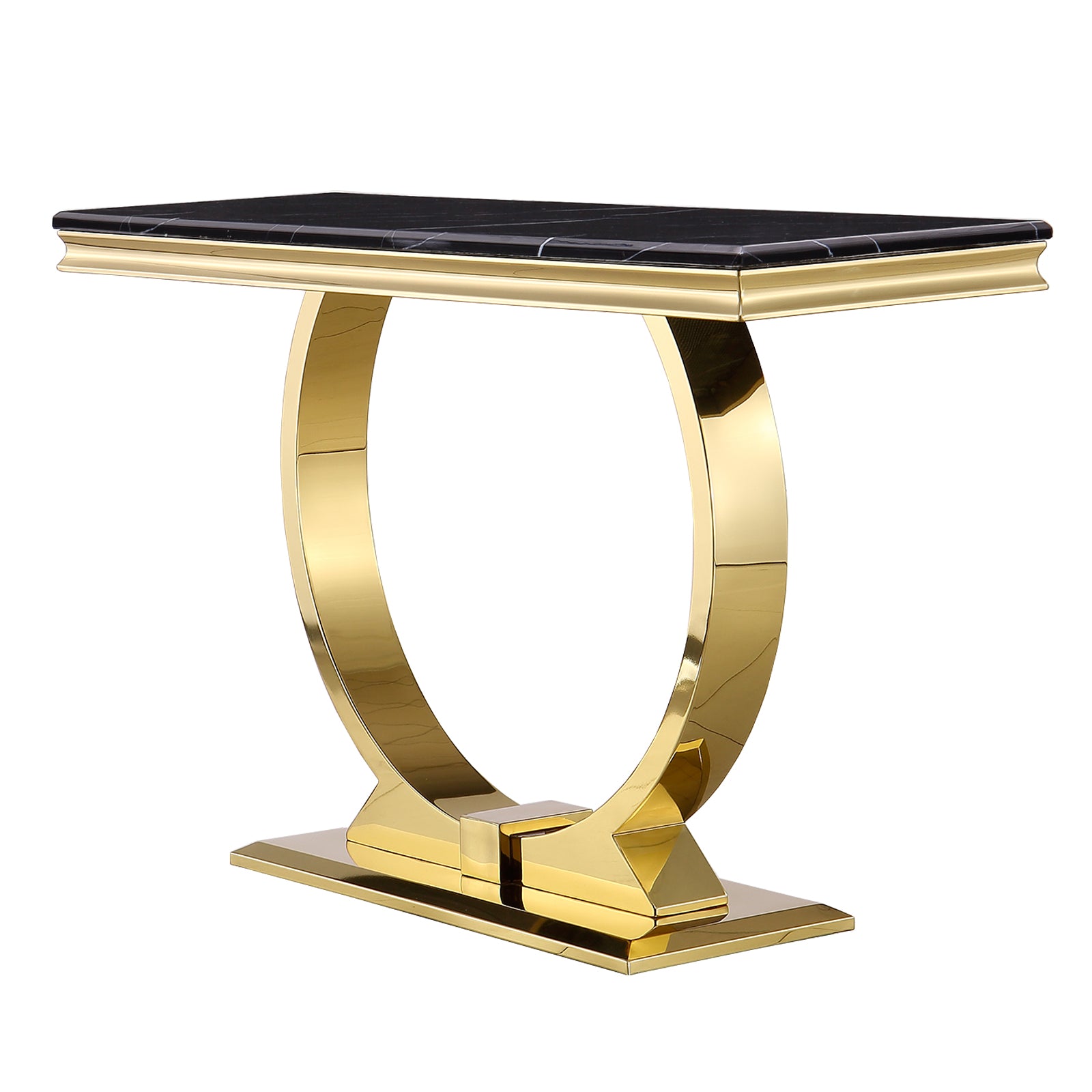 Black Gold sofa table with Metal U Base | S500