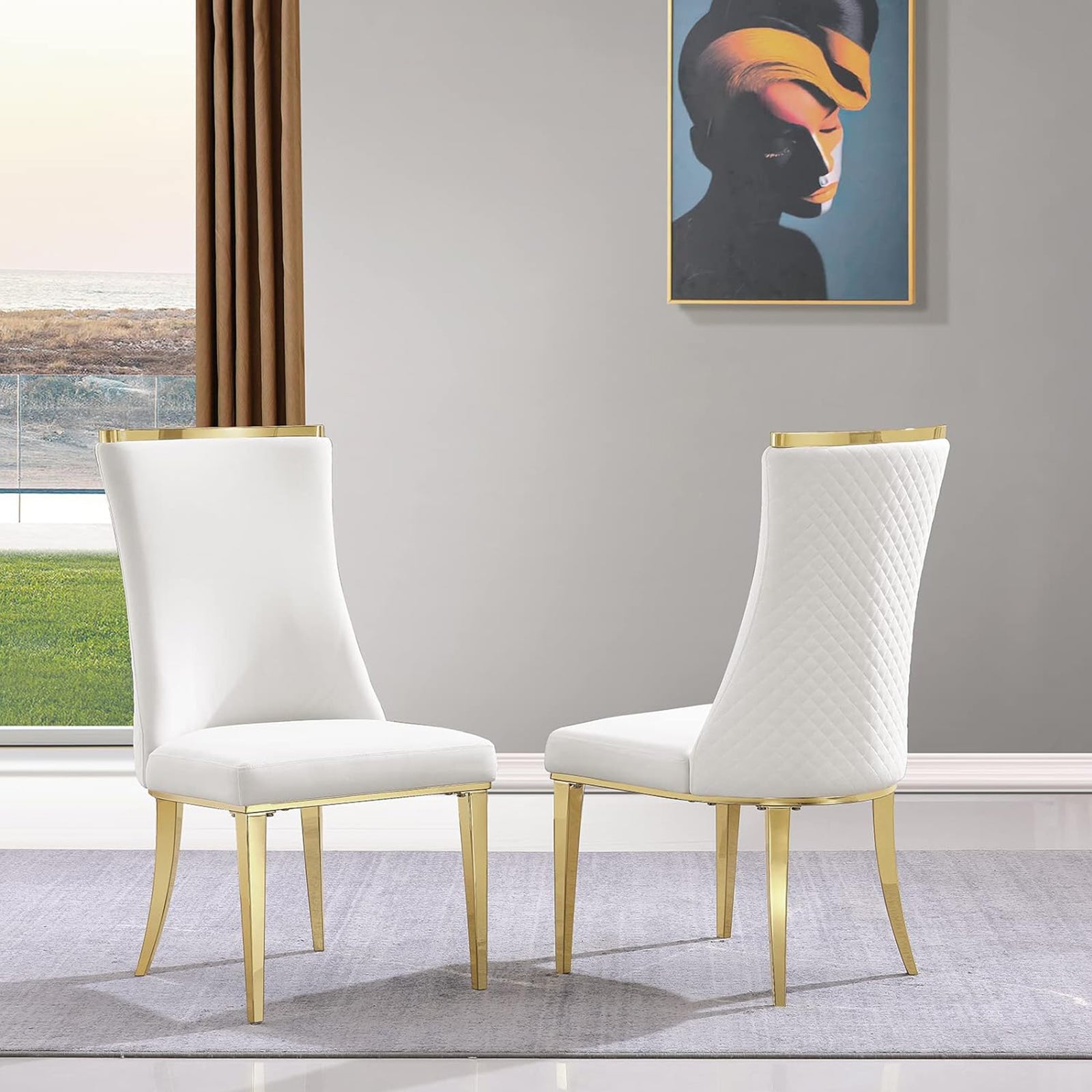 718 Set | AUZ White and Gold Dining room Sets for 6
