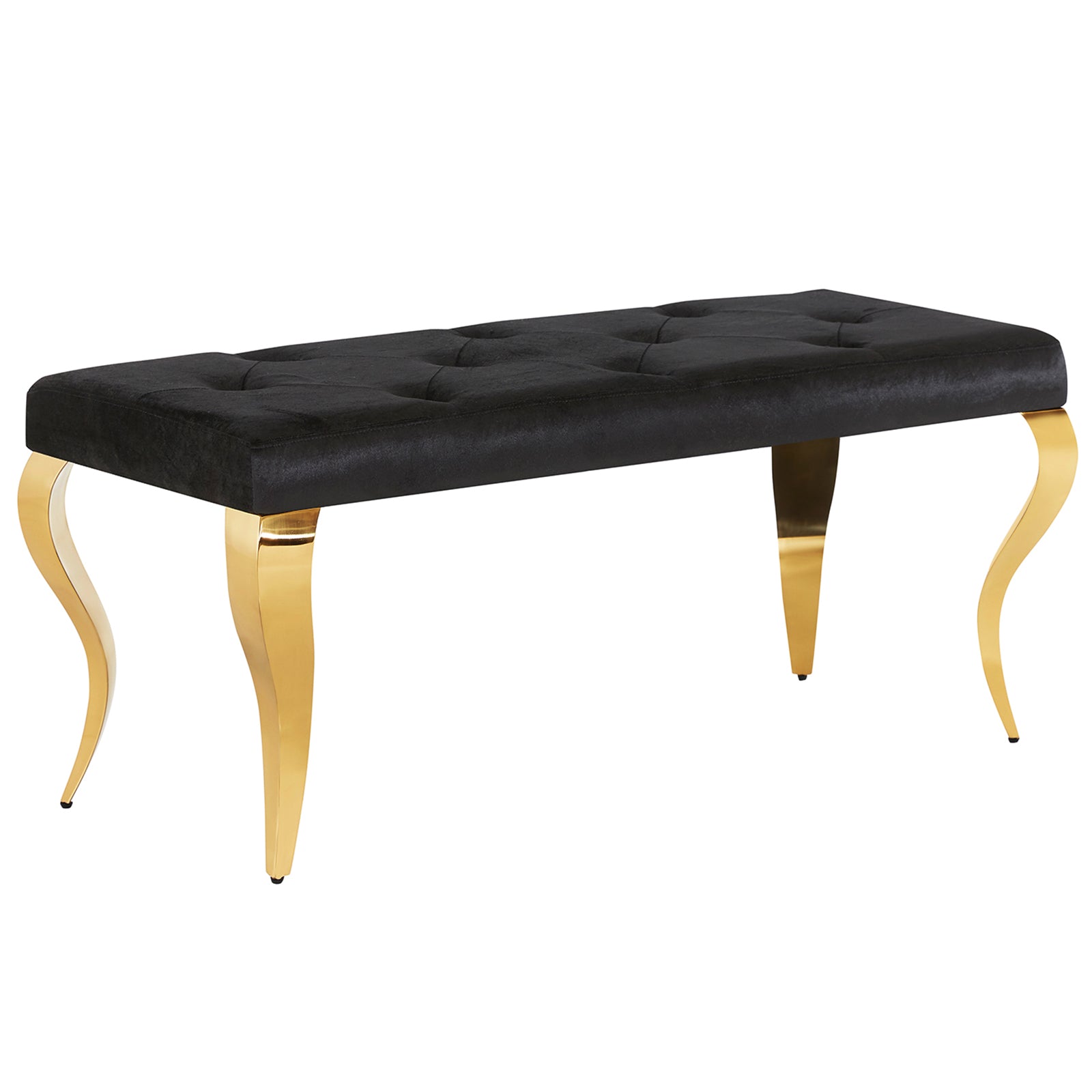 Black Velvet Benche with Gold cabriole Legs | B106