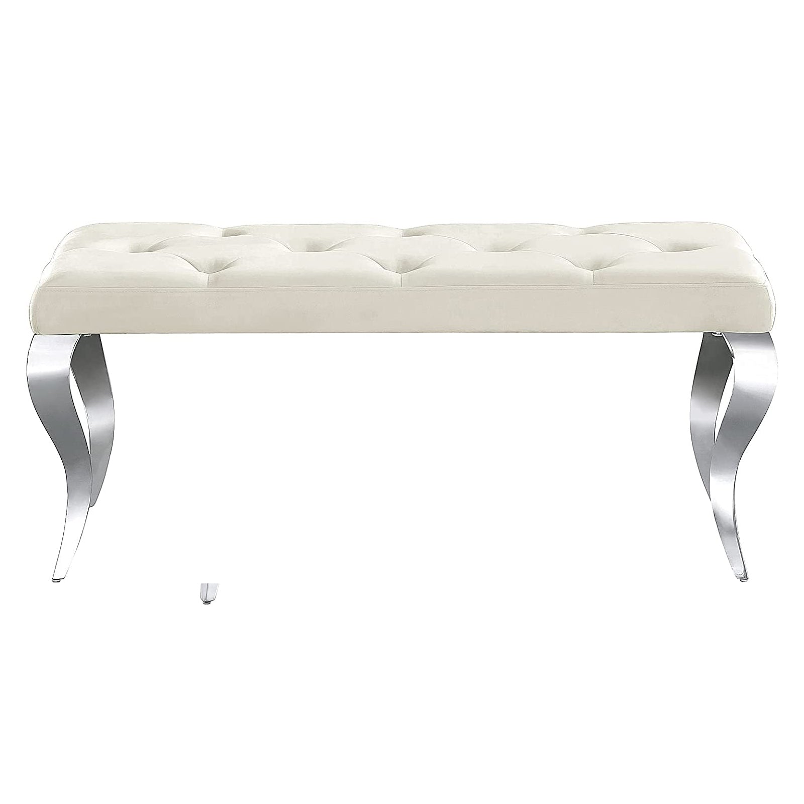 Beige Velvet Bench with Silver Cabriole Legs | B105