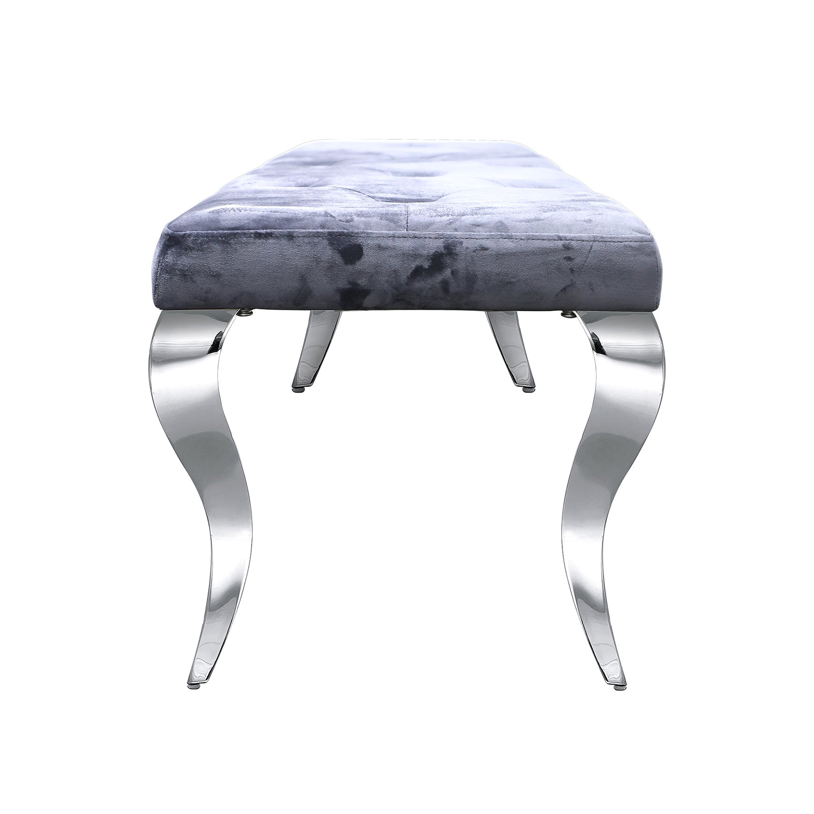 Grey Velvet Bench with Silver Cabriole Legs | B107