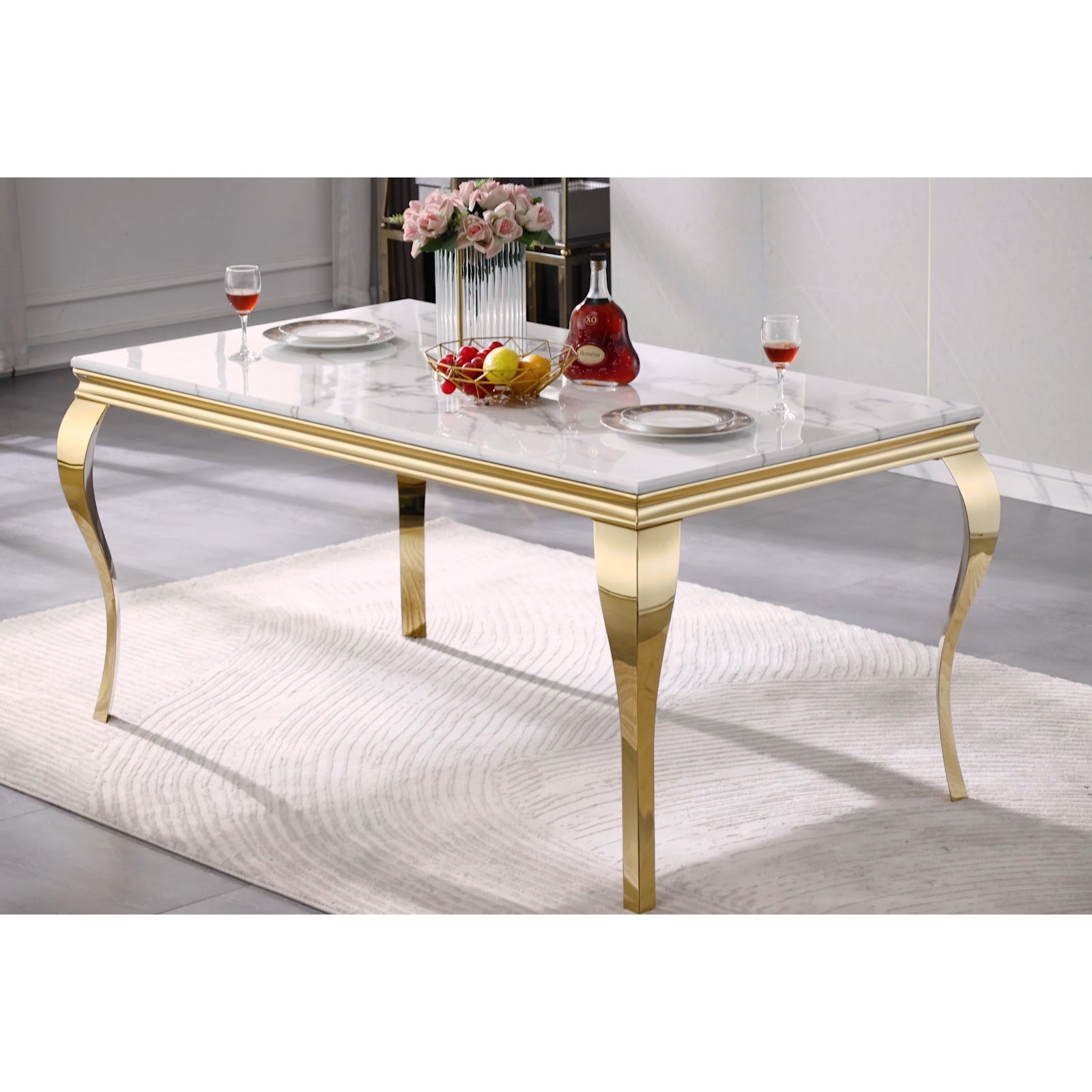 698 Set | AUZ White and gold Dining room Sets for 6