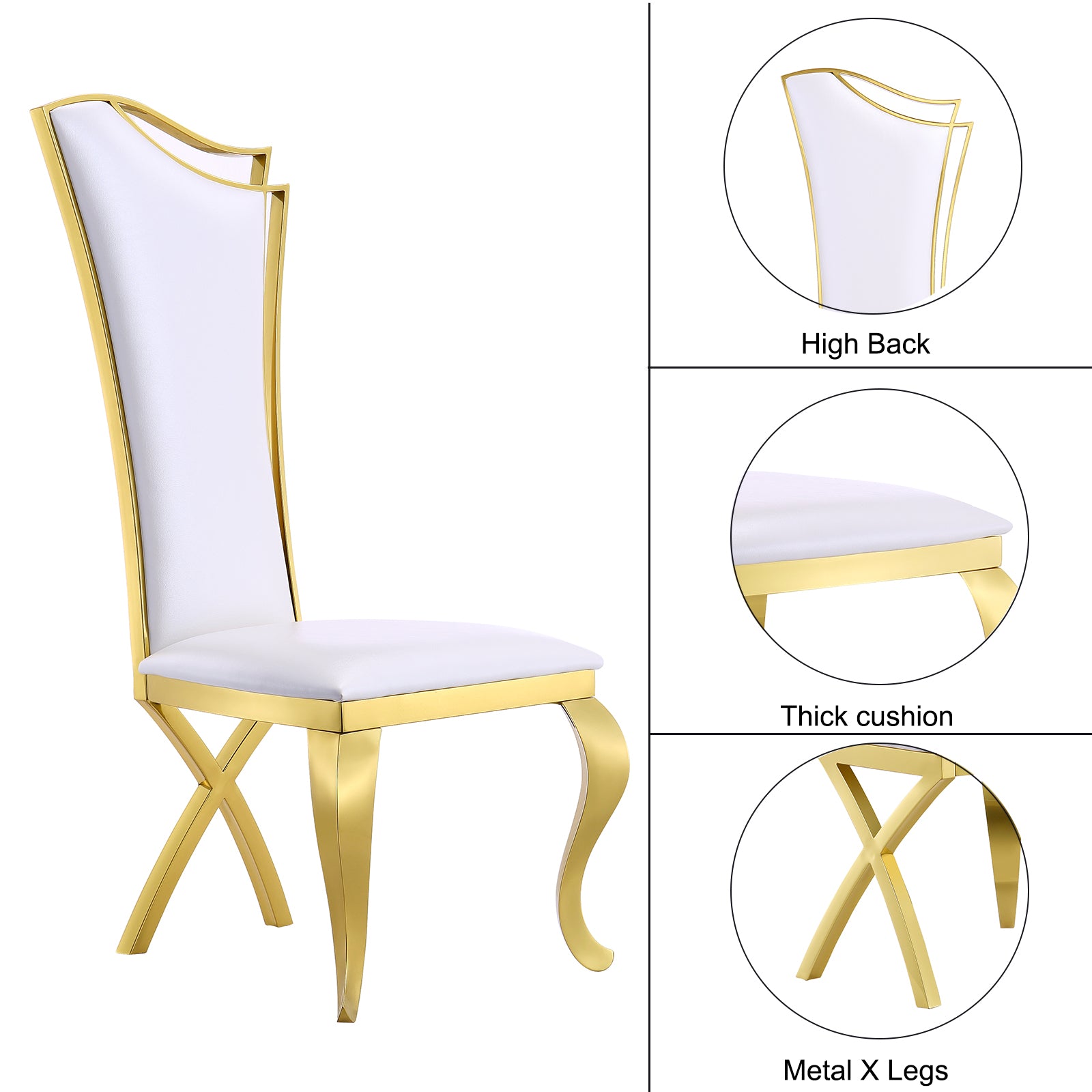 706 Set | AUZ White and Gold Dining room Sets for 6