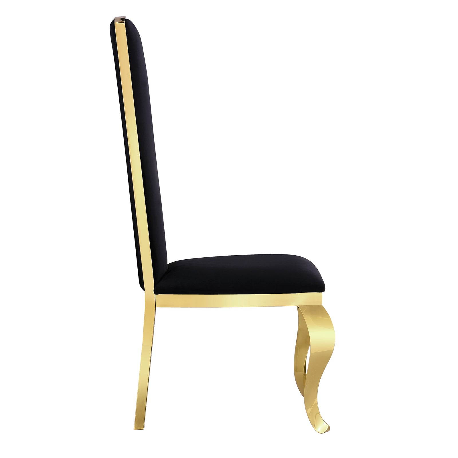 Black Velvet Dining Chairs | Streamlined High backrest | Gold Metal Legs | C166