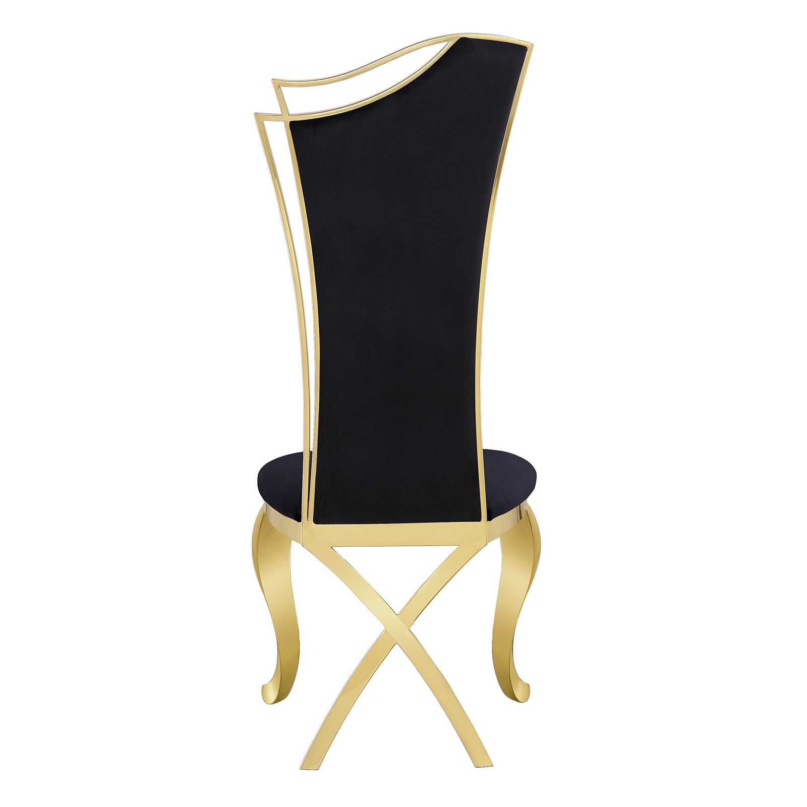 Black Velvet Dining Chairs | Streamlined High backrest | Gold Metal Legs | C166