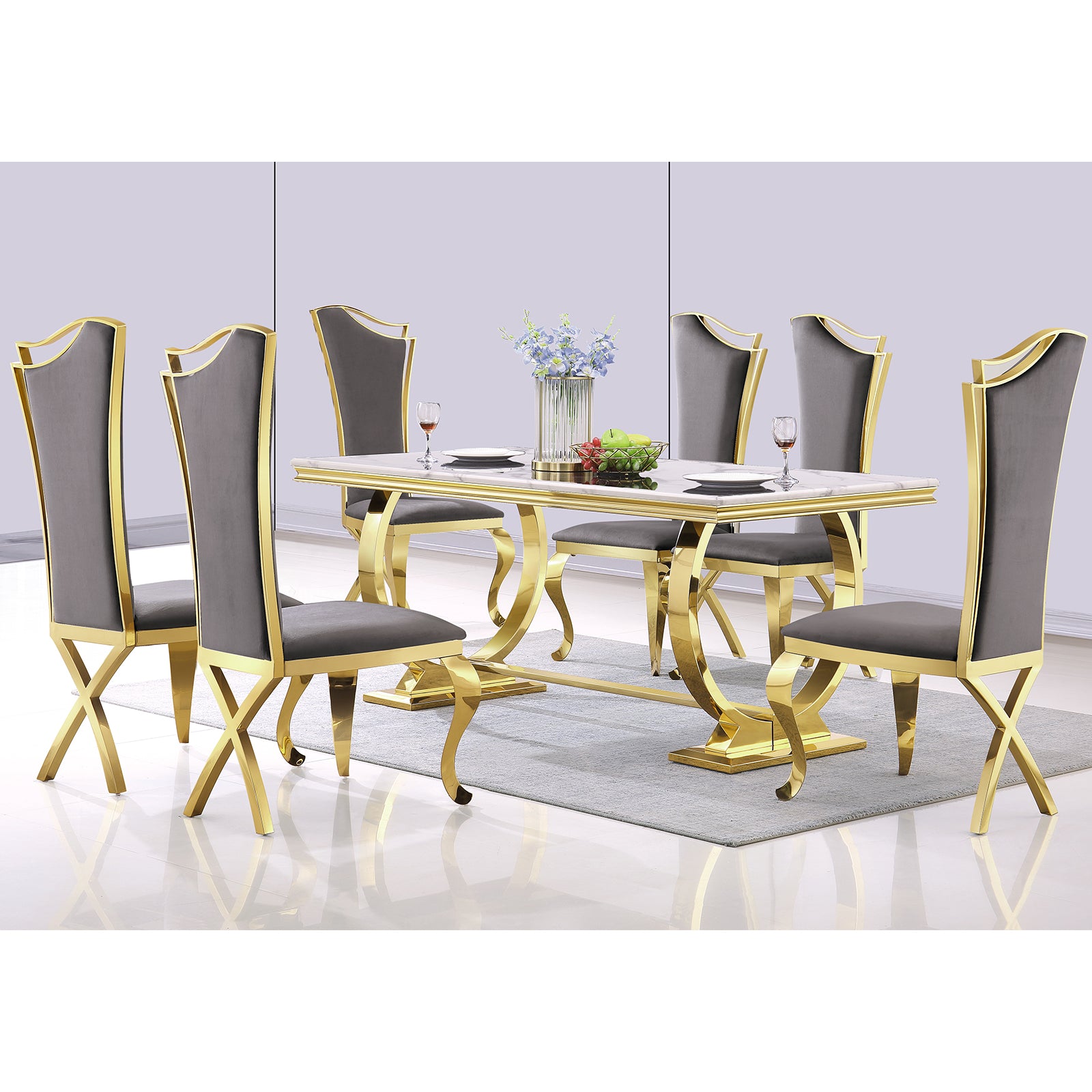 Wholesale Modern Gray velvet dining chairs