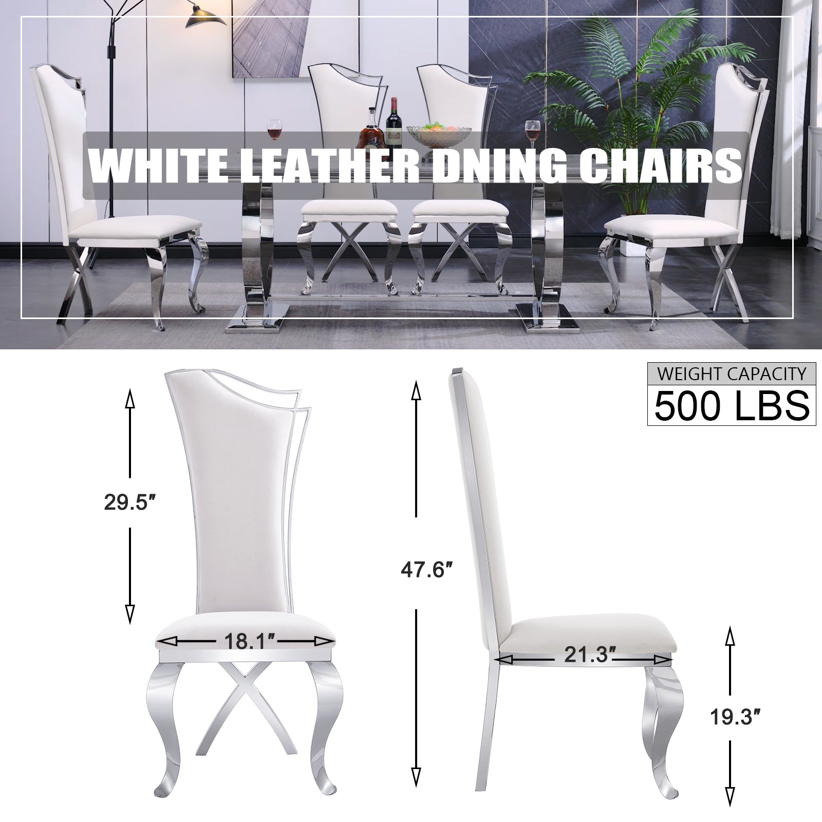 685-Set | AUZ White and Silver Dining room Sets for 6