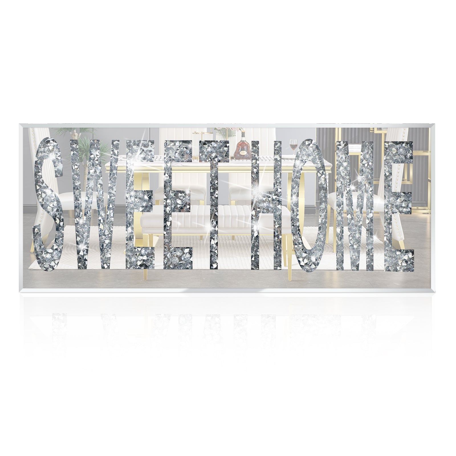 Glass Rectangle mirror | SWEET HOME sign | Minimalist Wall Art Decor
