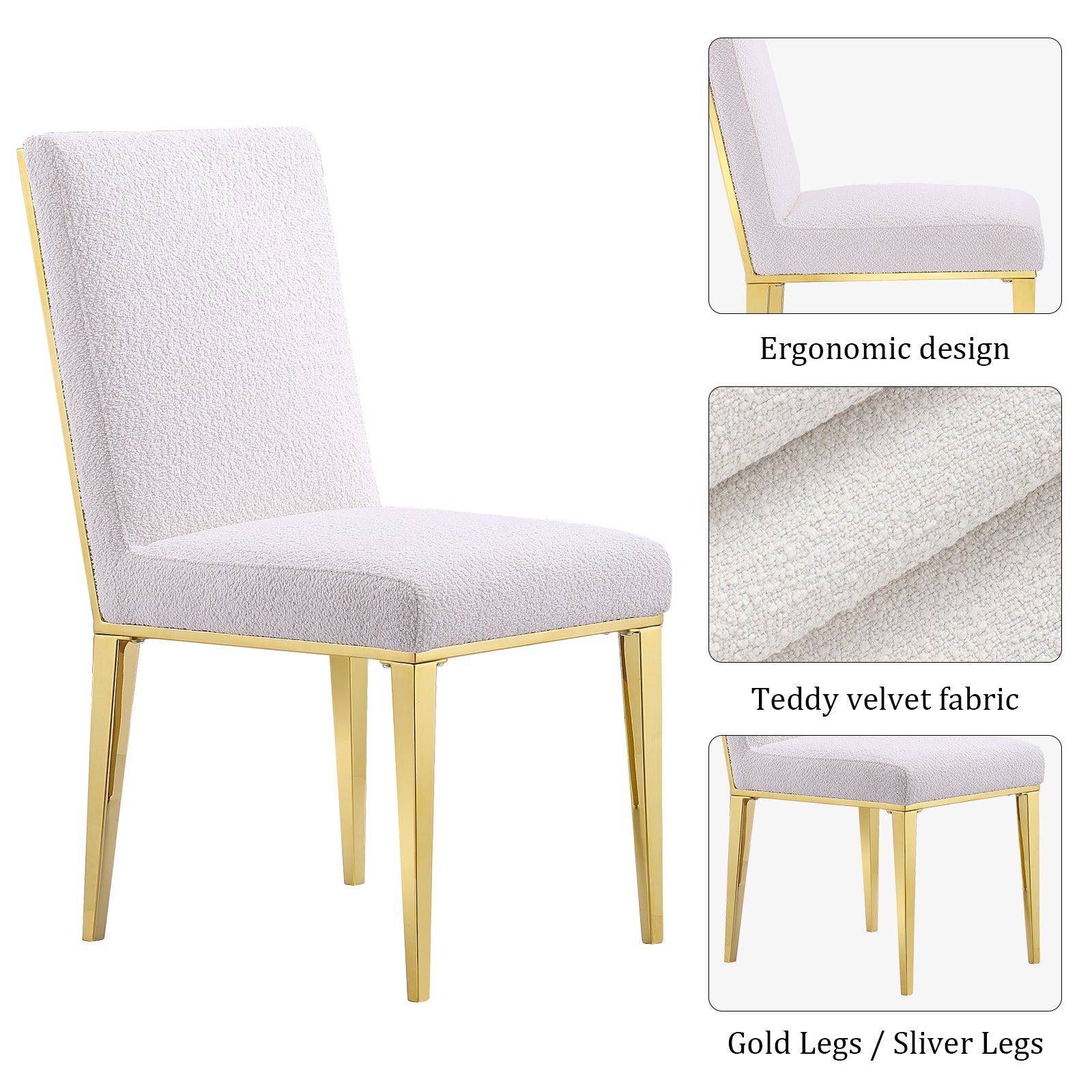 Boucle Dining Chairs |Metal pattern back|Metal legs| C107